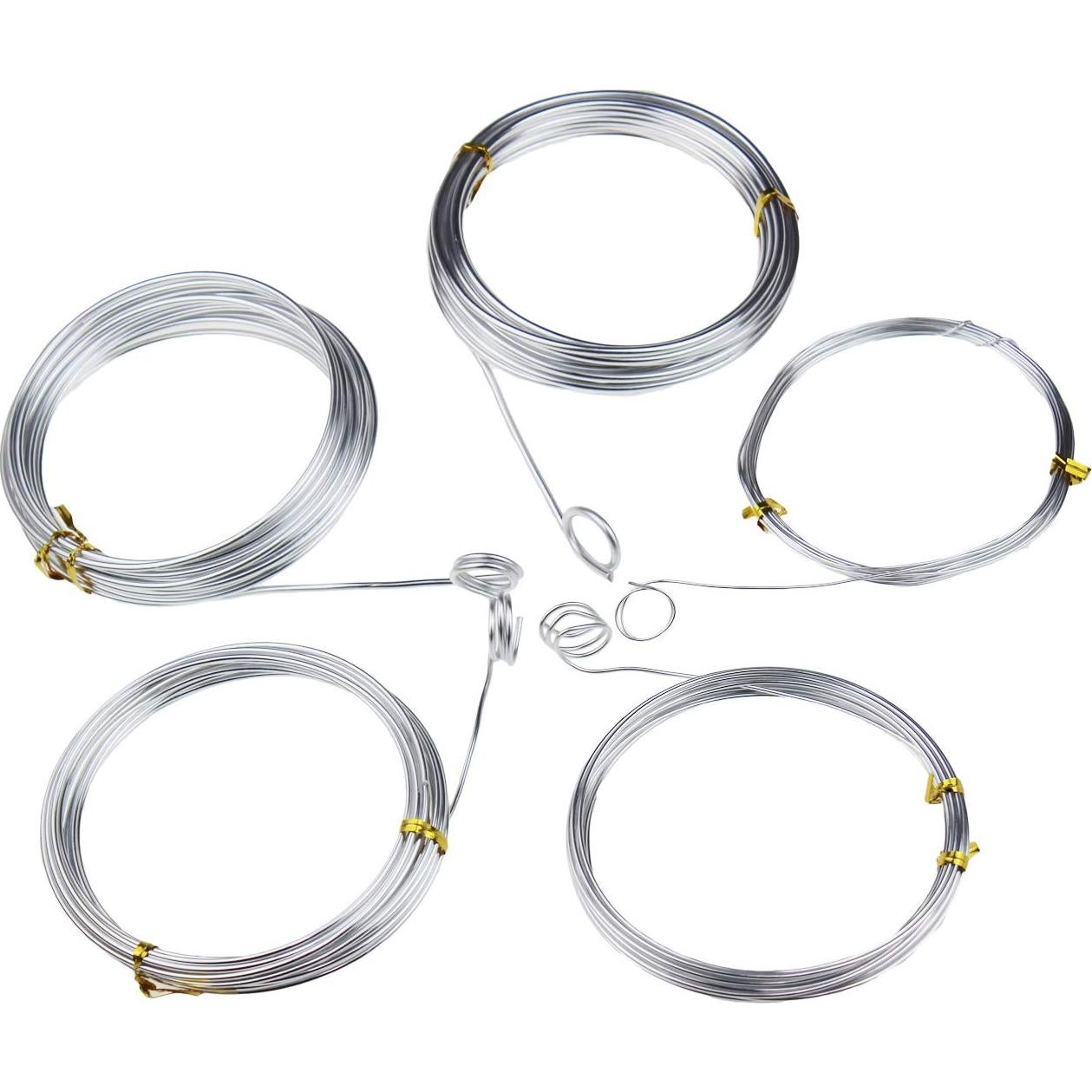 Alambre de Aluminio Plateado Goodma 5 Rollos 5 Metros 1-3 mm