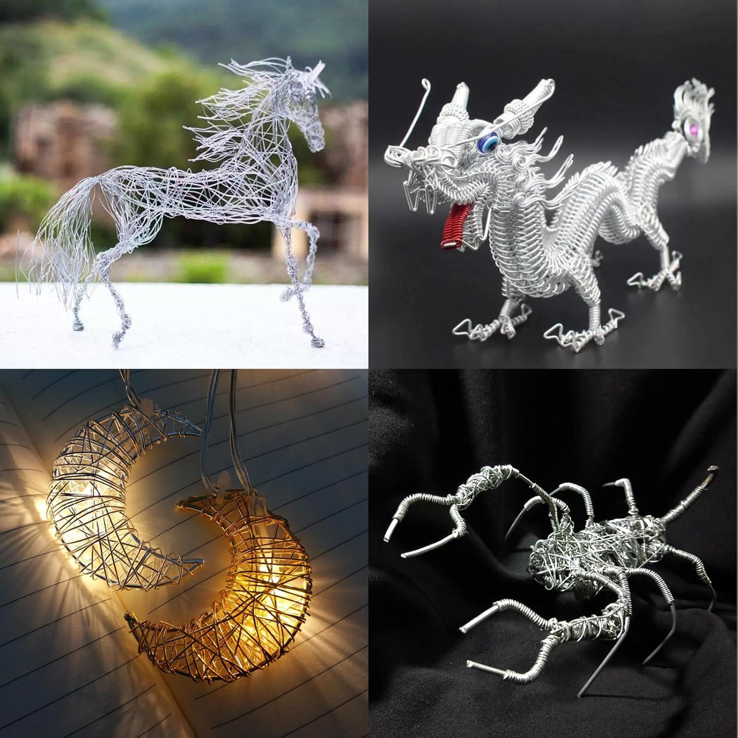 Alambre de Artesanía de Aluminio Zxmissu 4 Pcs 1-3mm 10m Plata