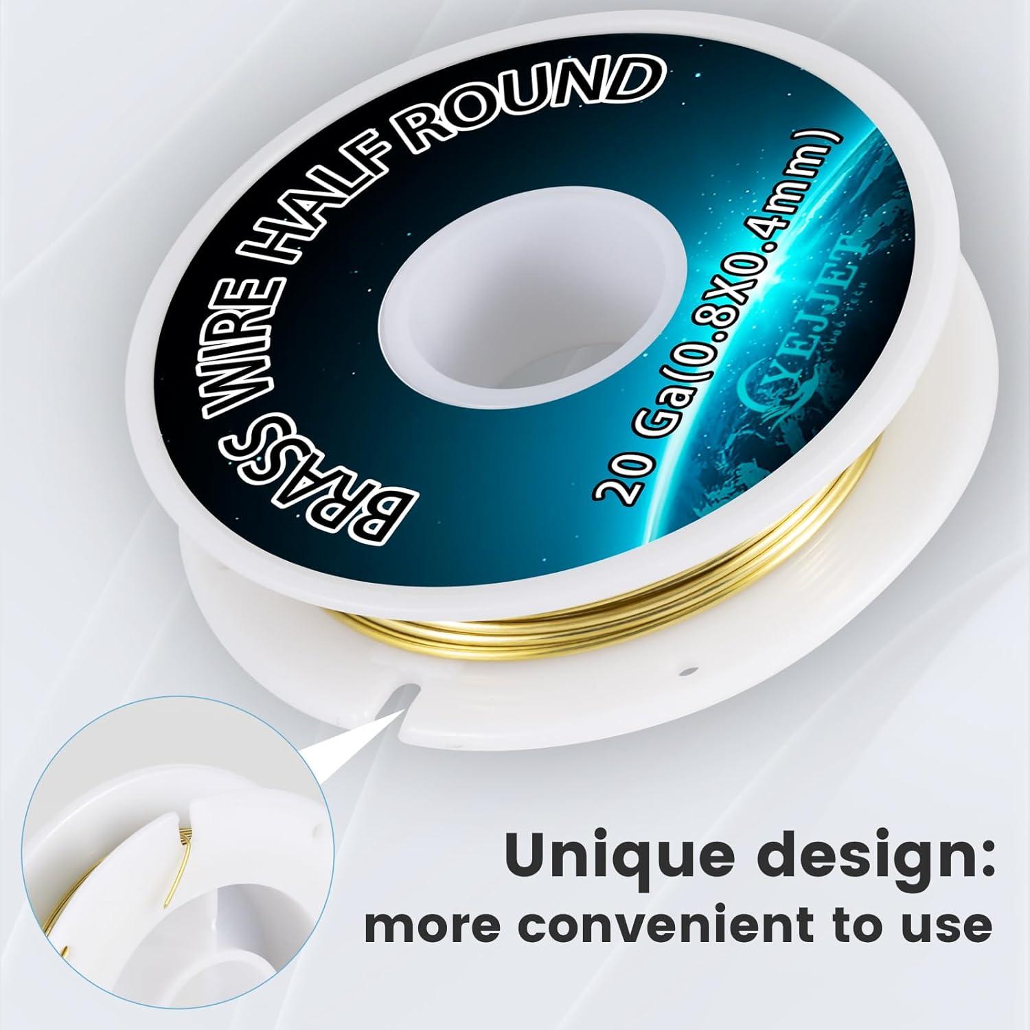 Alambre de Latón 20 Gauge Media Redonda 0.81x0.41mm 16.76m