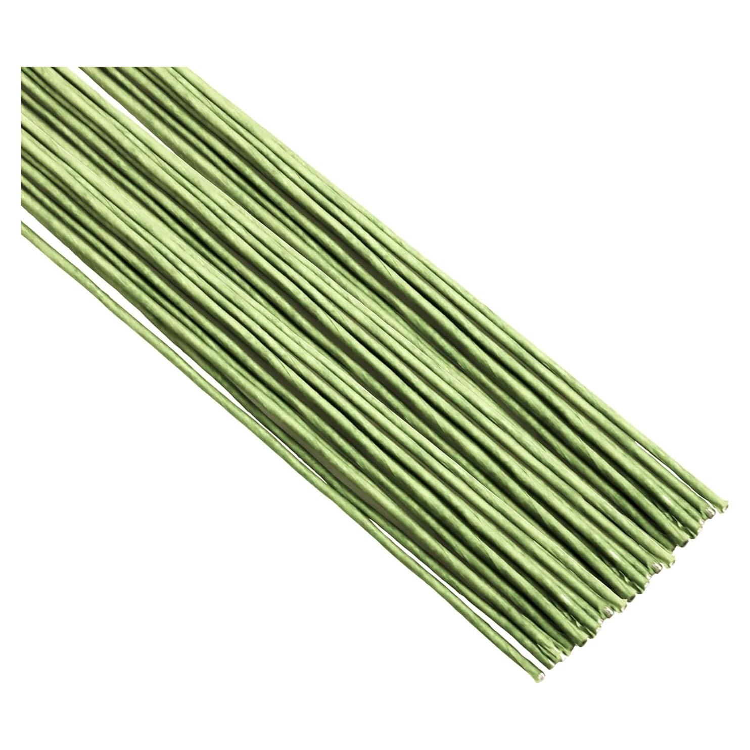Paquete de 50 Tallos Florales de Alambre Verde 40 cm Etetevntt