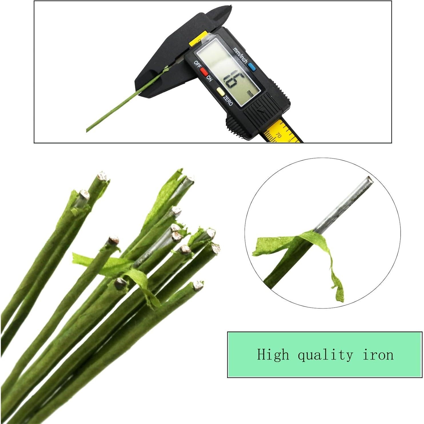 Paquete de 50 Tallos Florales de Alambre Verde 40 cm Etetevntt