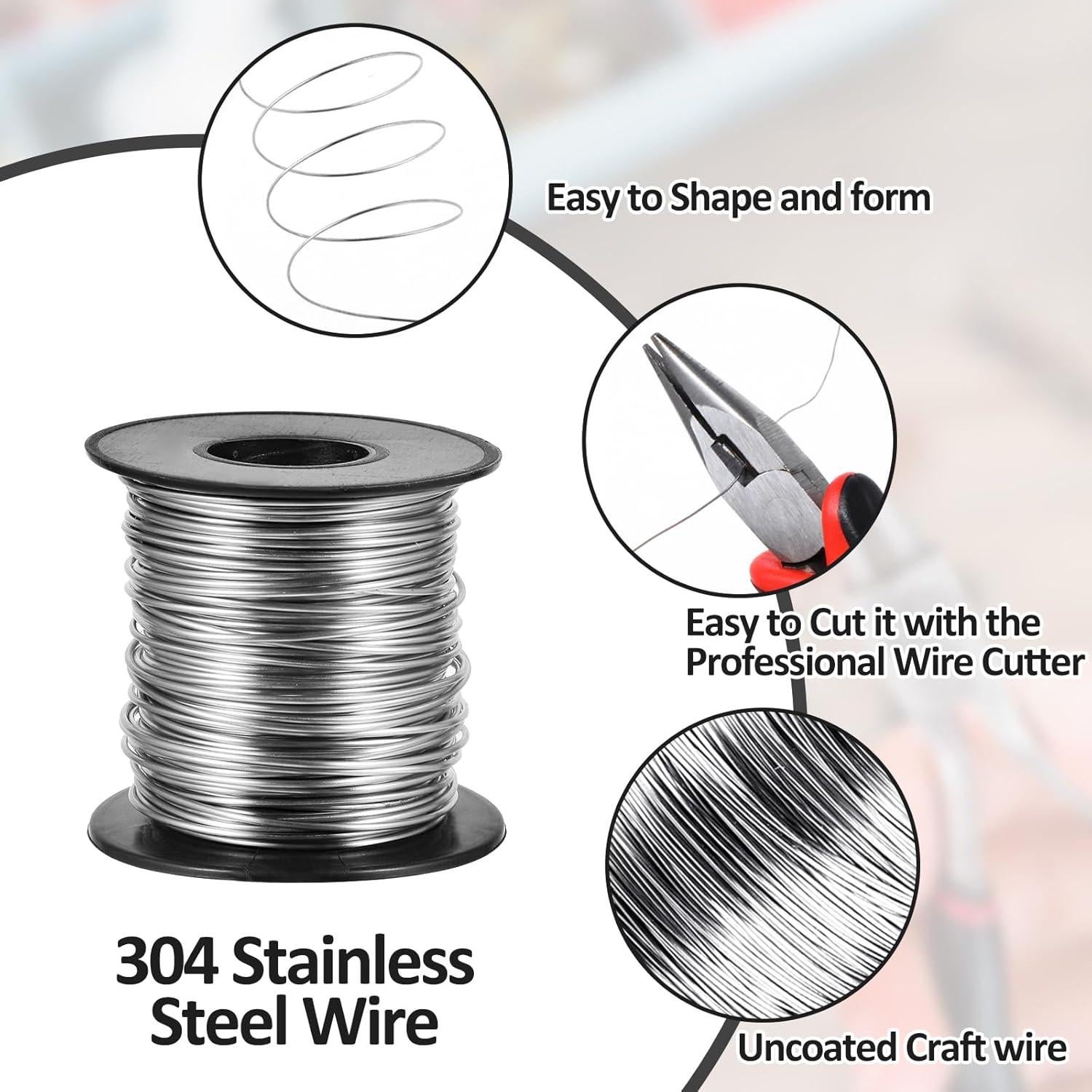 5 Rollos de Alambre de Acero Inoxidable para Joyería 25m