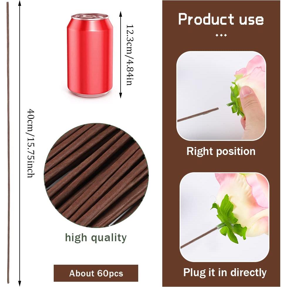 Tallos Florales Artificiales Pengxiaomei 60 Pcs 40 cm Marrón