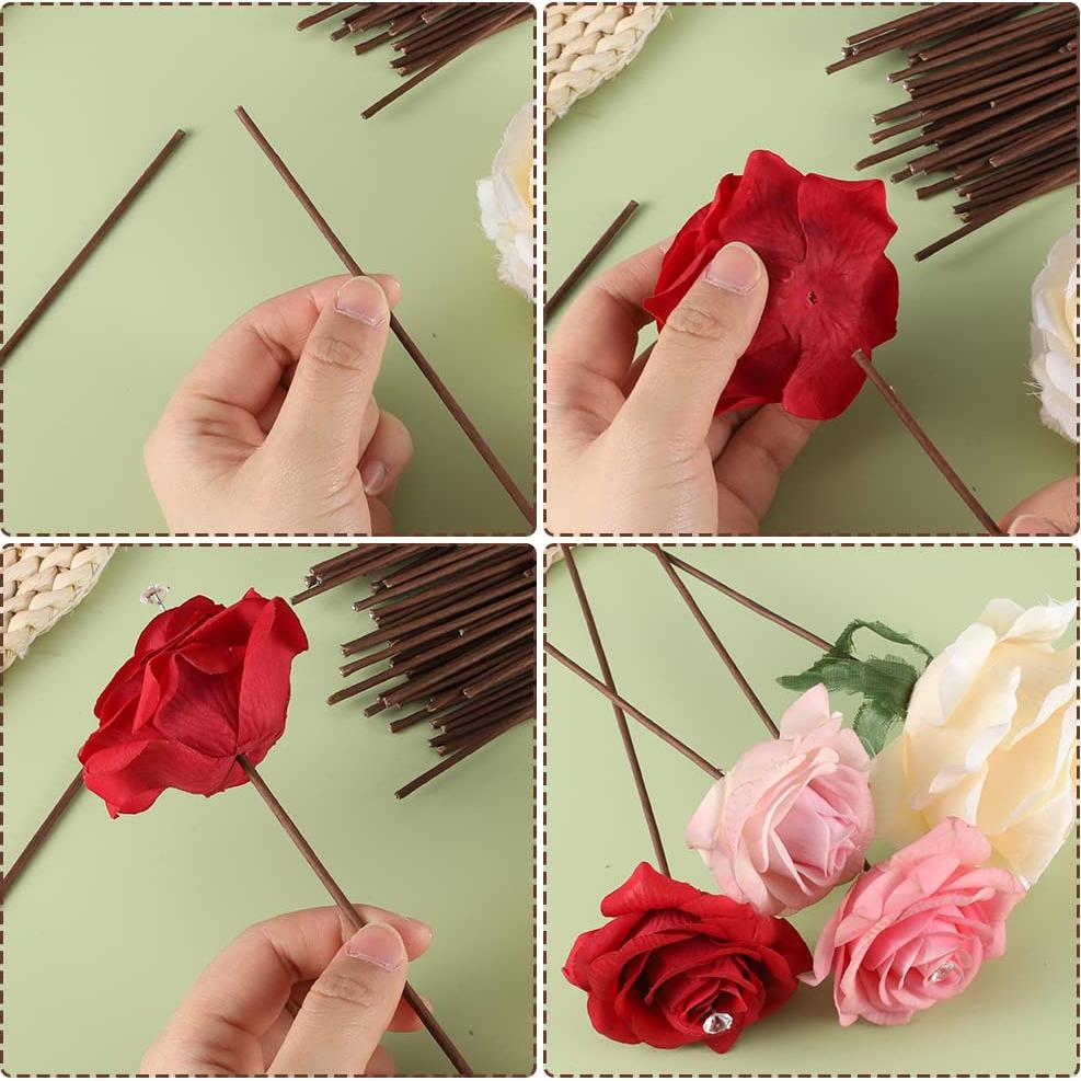 Tallos Florales Artificiales Pengxiaomei 60 Pcs 40 cm Marrón