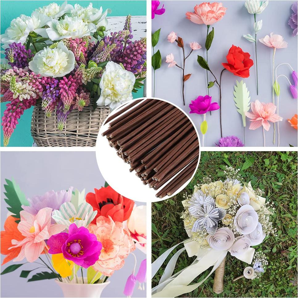 Tallos Florales Artificiales Pengxiaomei 60 Pcs 40 cm Marrón