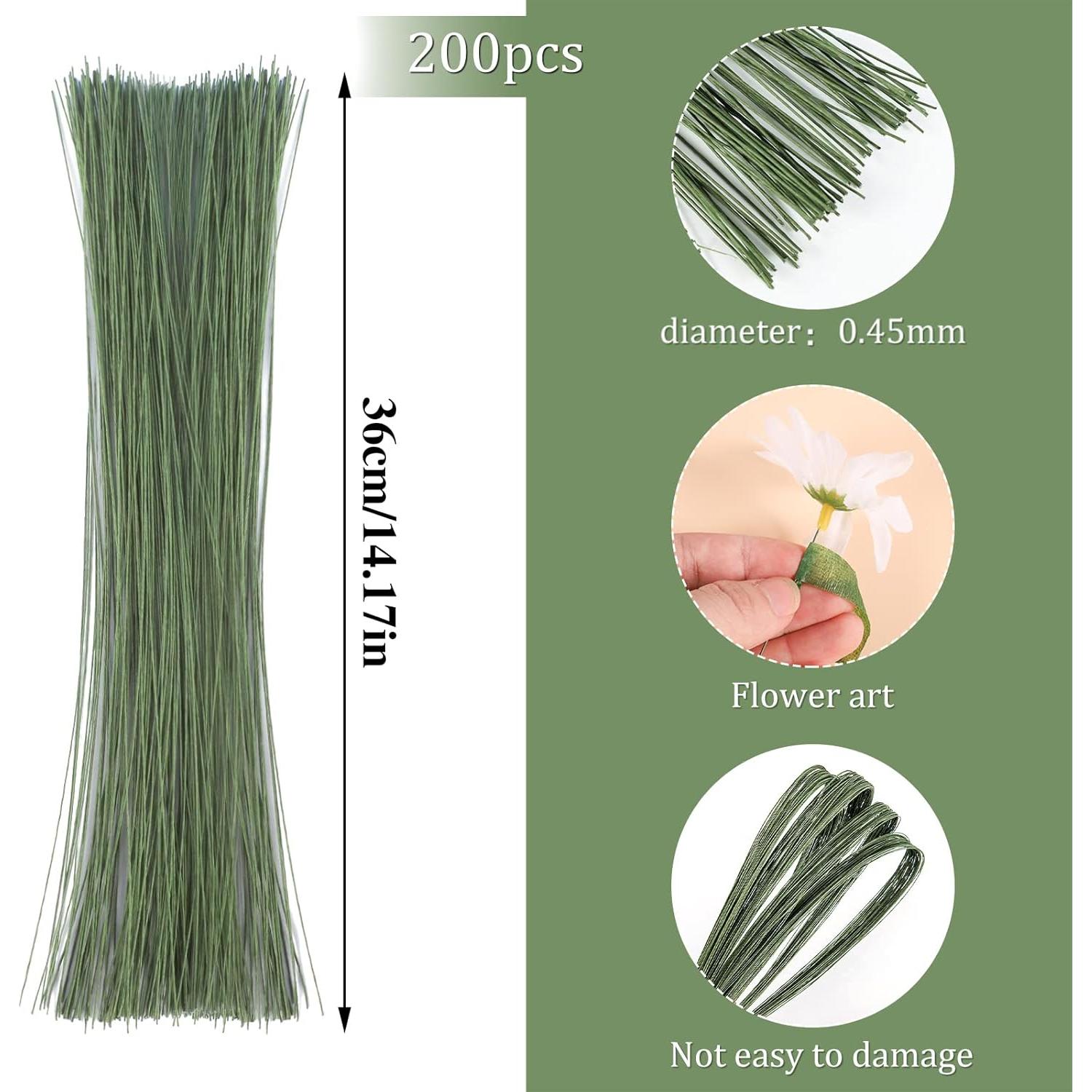 200 Alambres Florales Verdes 26 Gauge Prudiut 35.56 cm