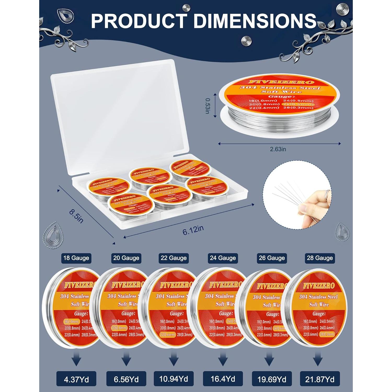 Alambre de Acero Inoxidable FIVEIZERO para Joyas - Calibres Mixtos