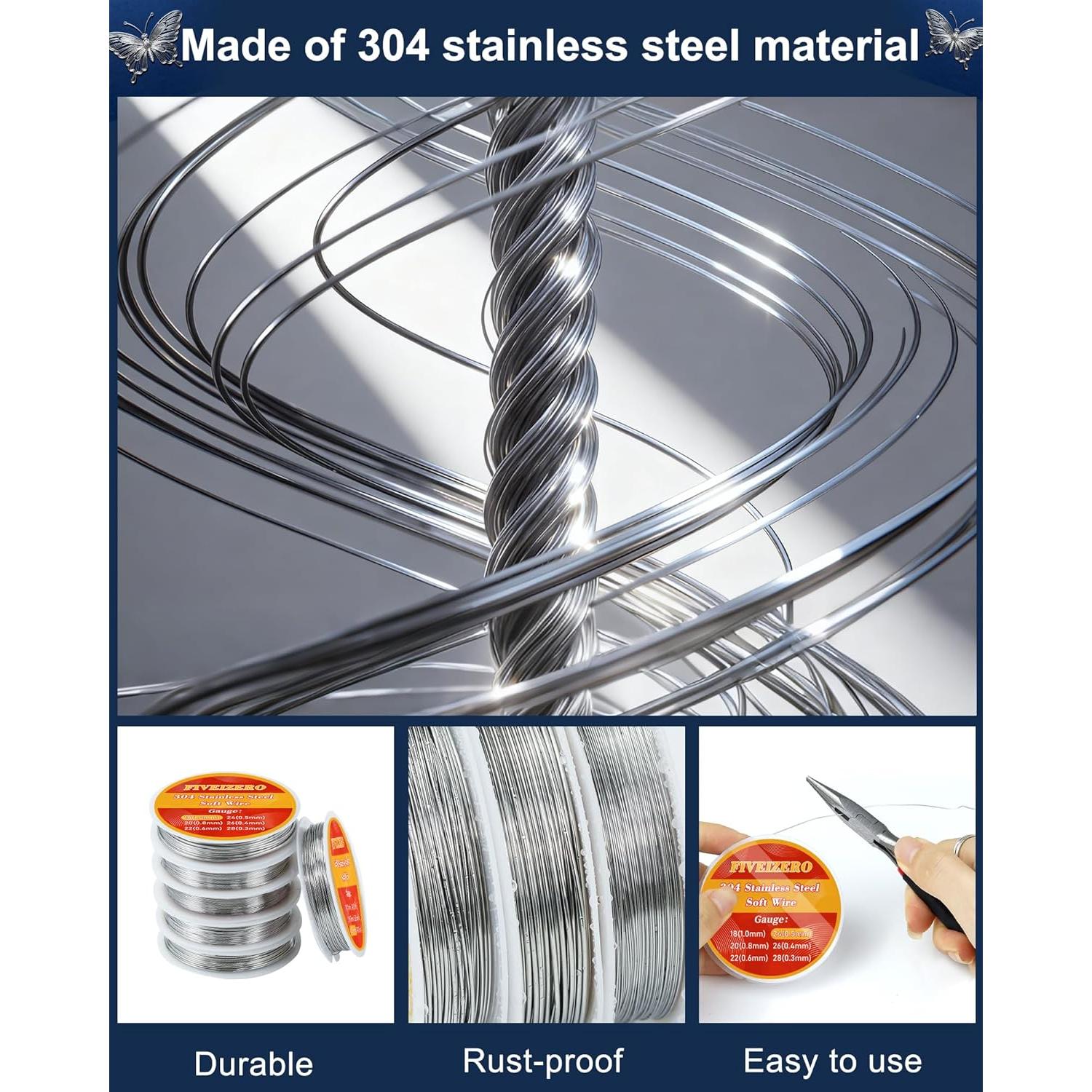 Alambre de Acero Inoxidable FIVEIZERO para Joyas - Calibres Mixtos