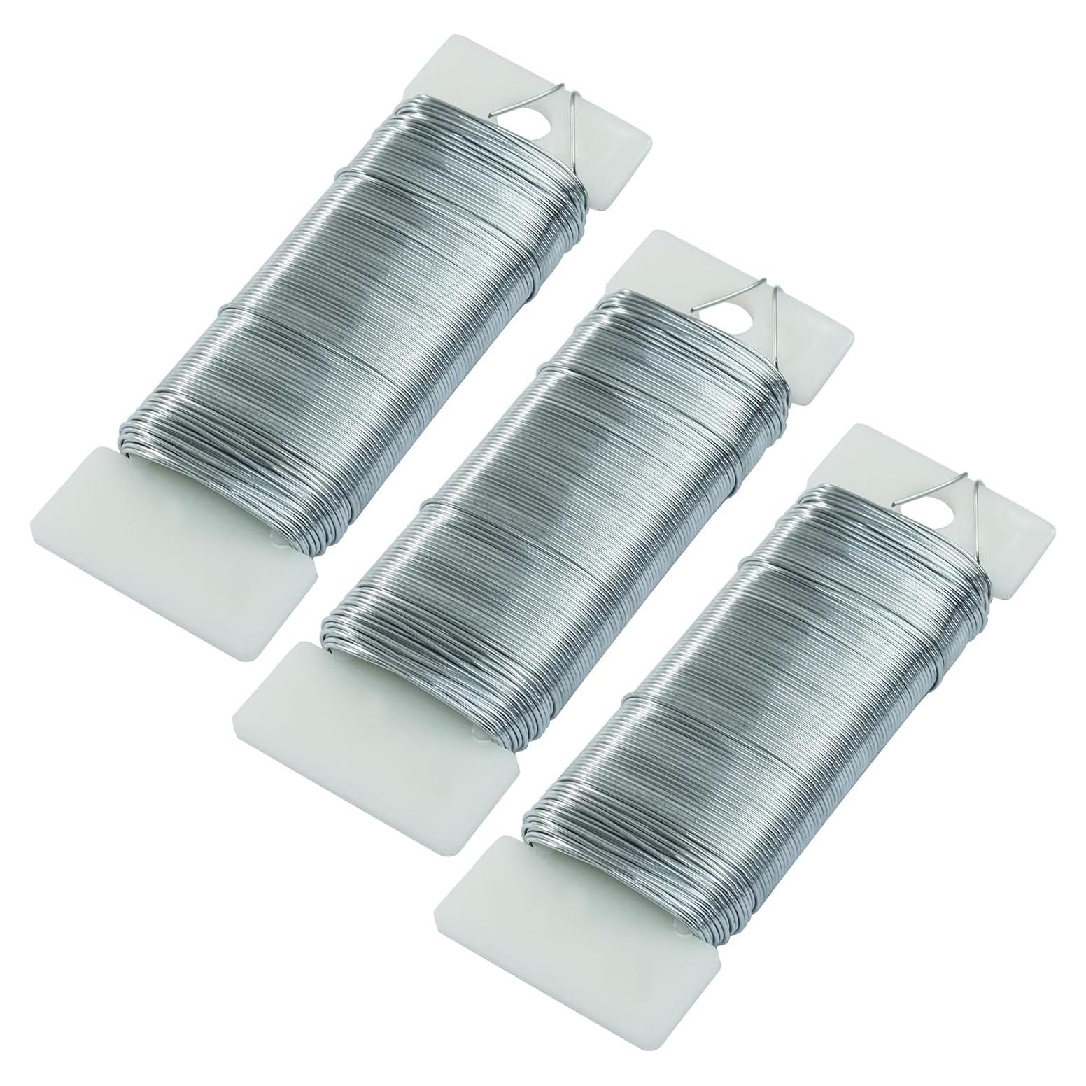 Paquete de 3 Alambres Florales Verkelly 22 Calibres Plateados 34.56m