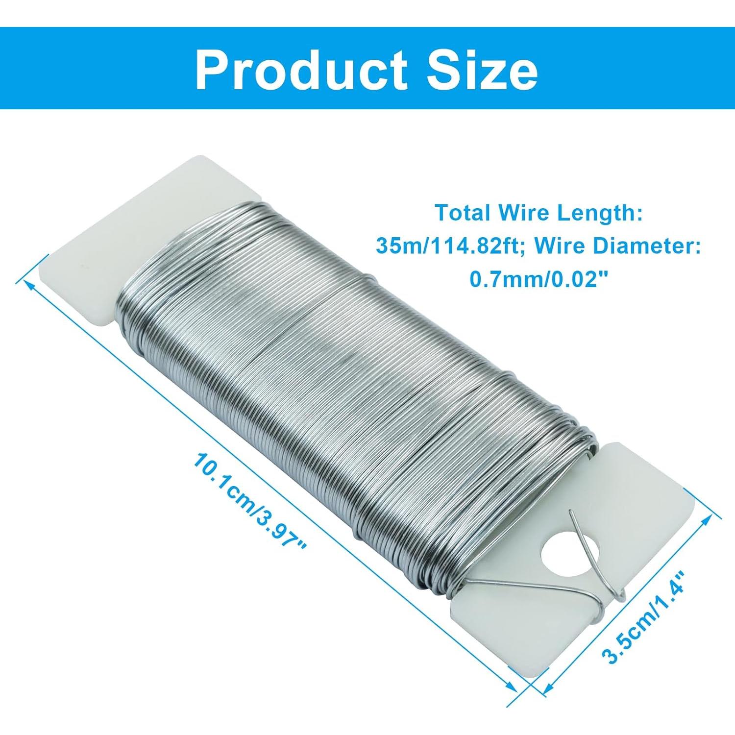 Paquete de 3 Alambres Florales Verkelly 22 Calibres Plateados 34.56m