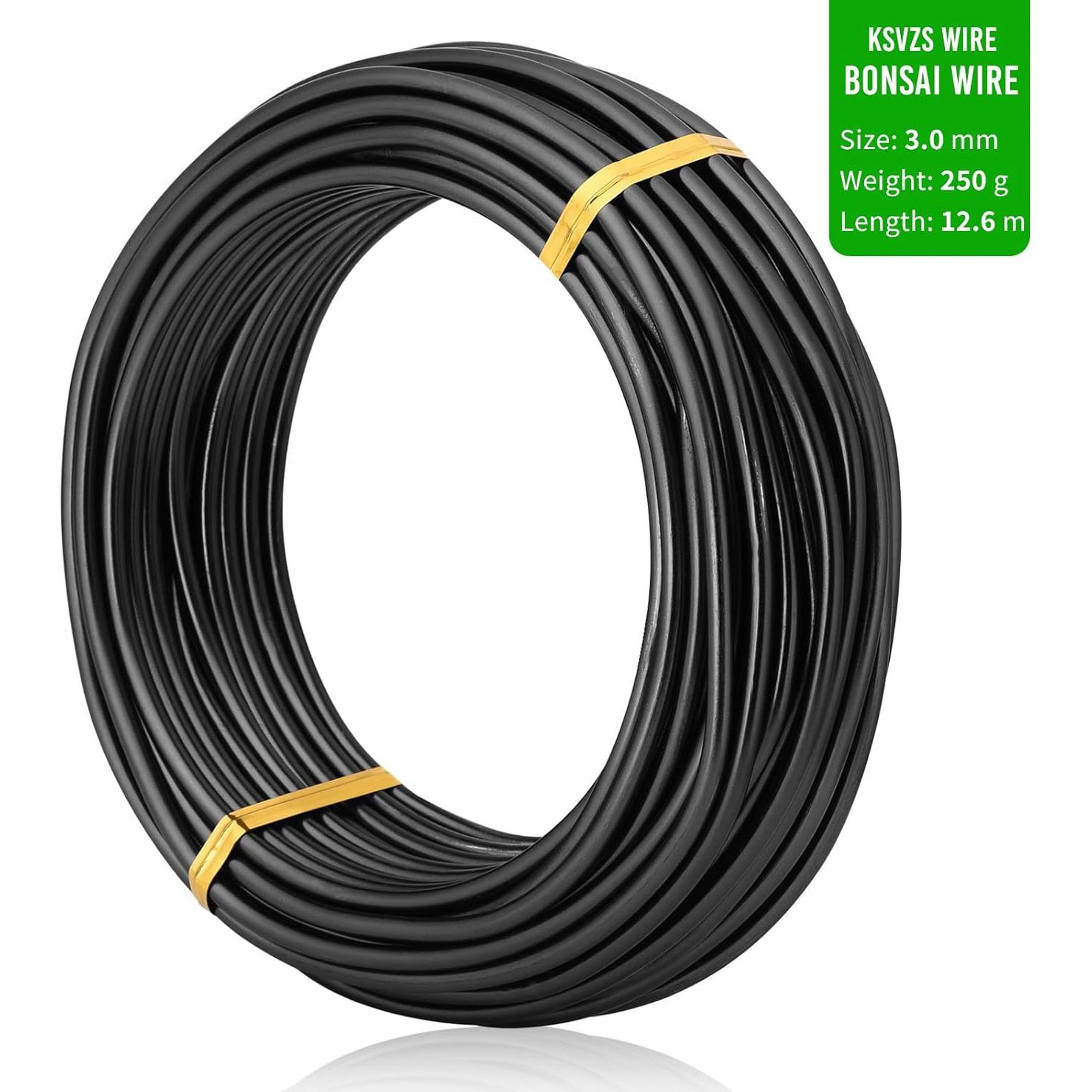 Alambre de Bonsai KSVZS Anodizado Negro 3.0mm 250g Rollo