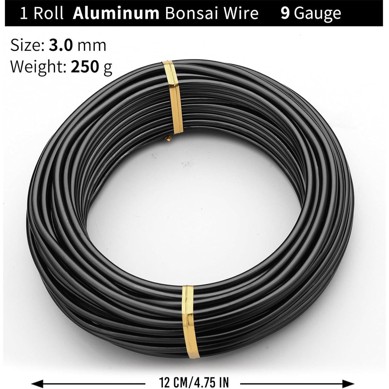 Alambre de Bonsai KSVZS Anodizado Negro 3.0mm 250g Rollo