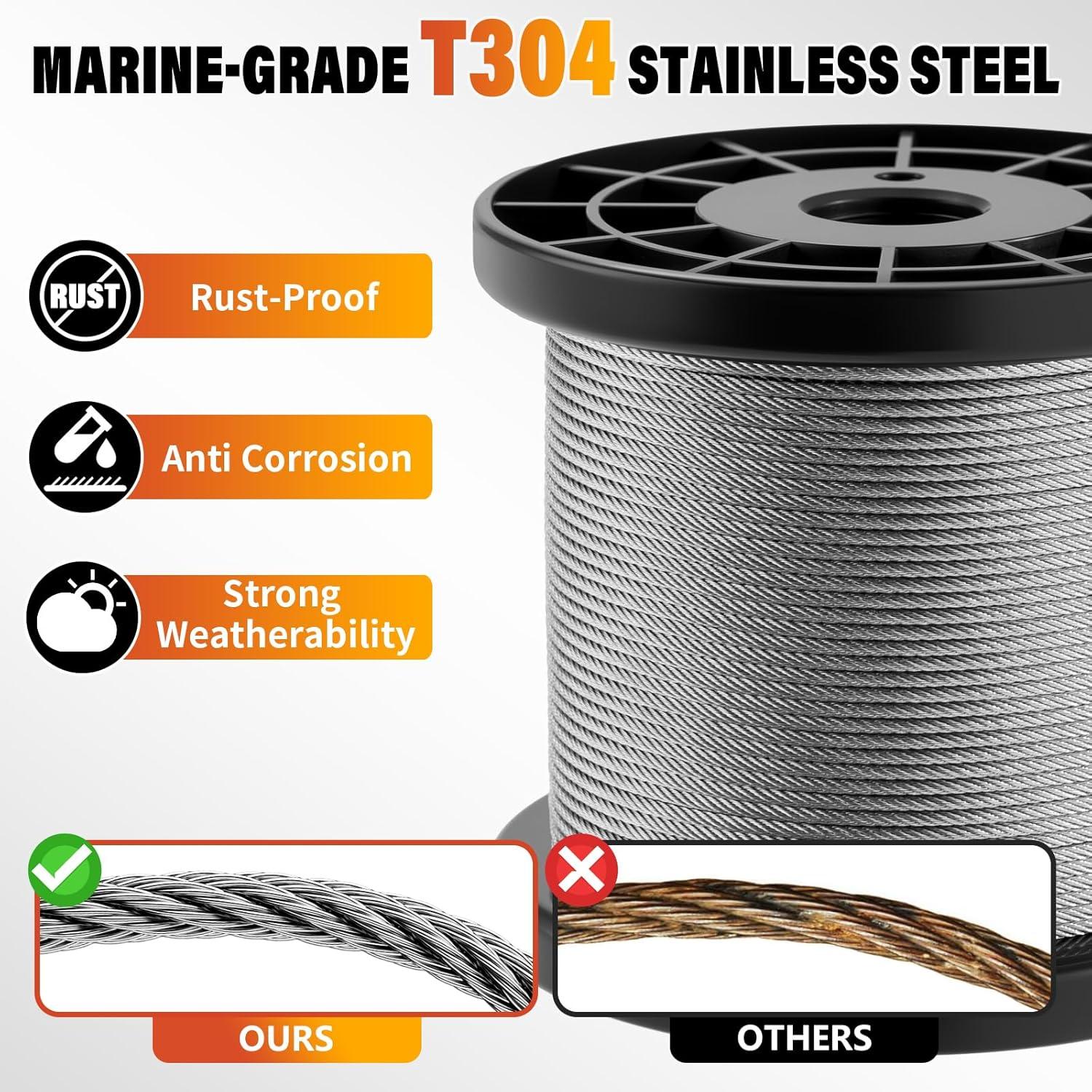 Cable de Acero Inoxidable 100m 1.6mm CELYND con 150 Manguitos