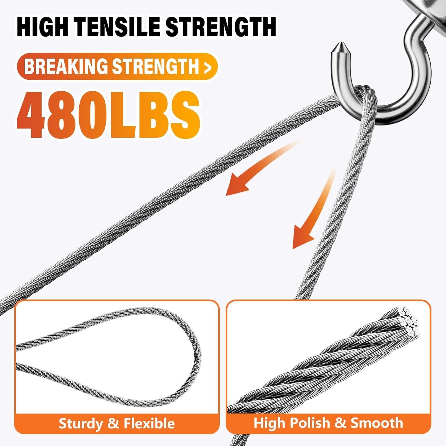 Cable de Acero Inoxidable 100m 1.6mm CELYND con 150 Manguitos