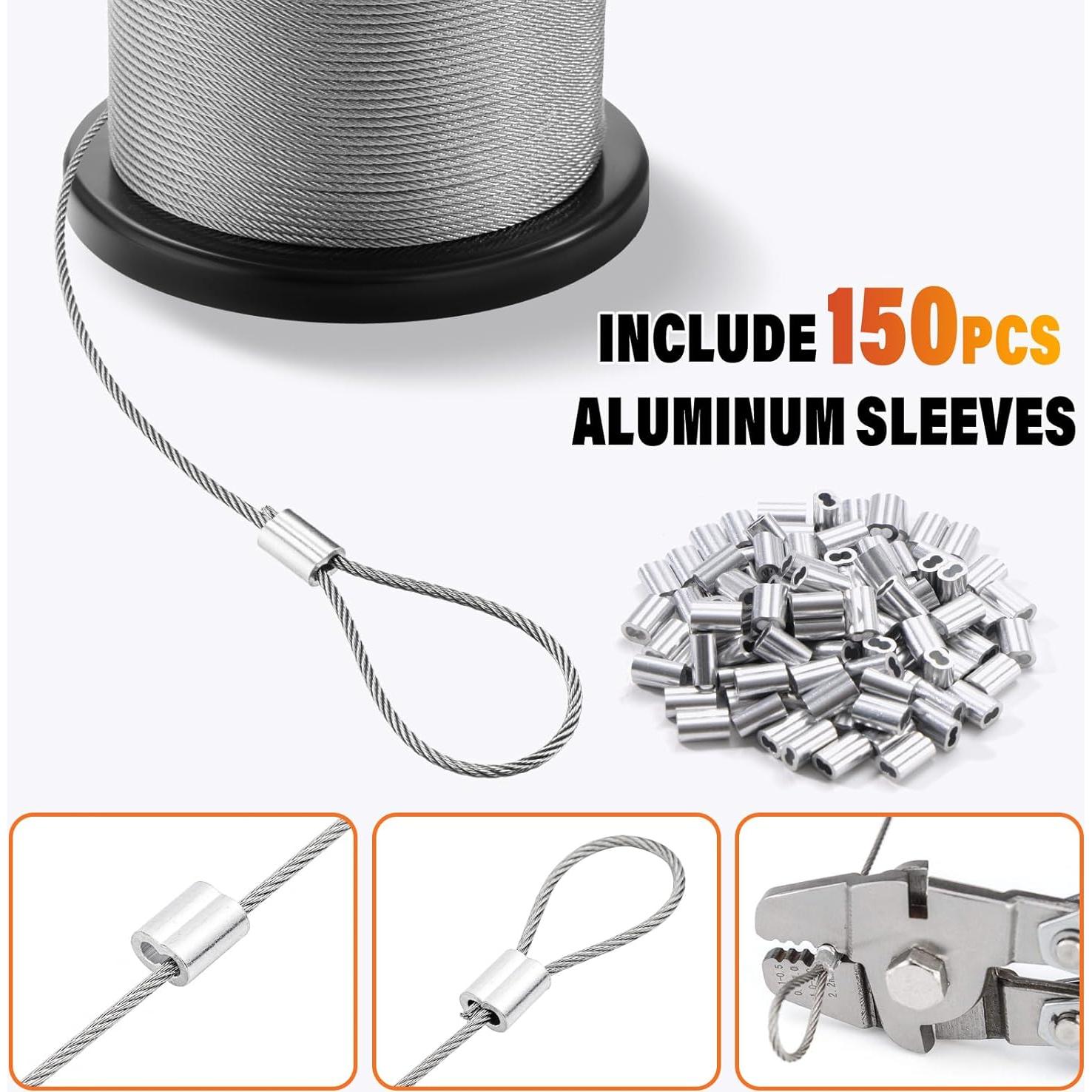 Cable de Acero Inoxidable 100m 1.6mm CELYND con 150 Manguitos