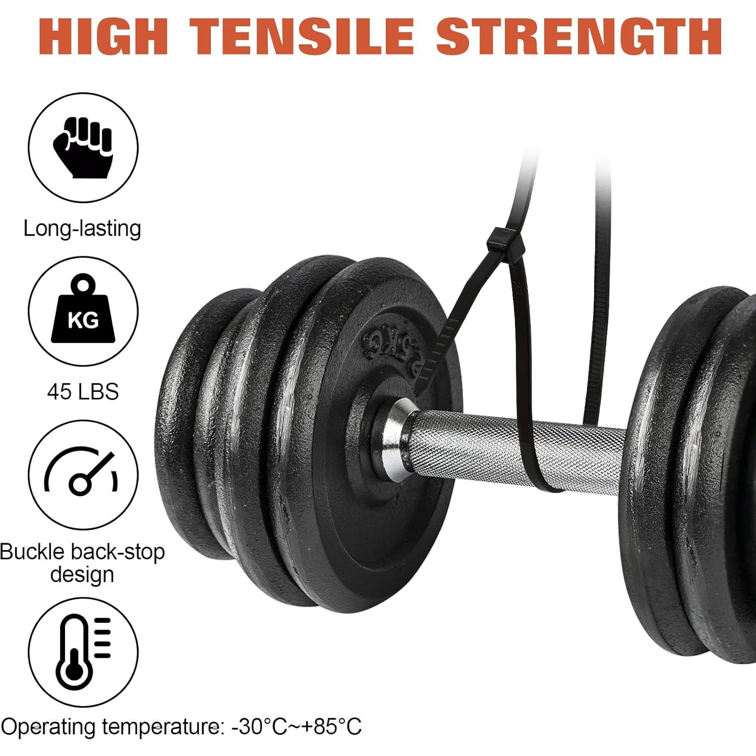 Bridas Negras de Nylon TINNIVI 1000 PCS 10" 20.41 kg