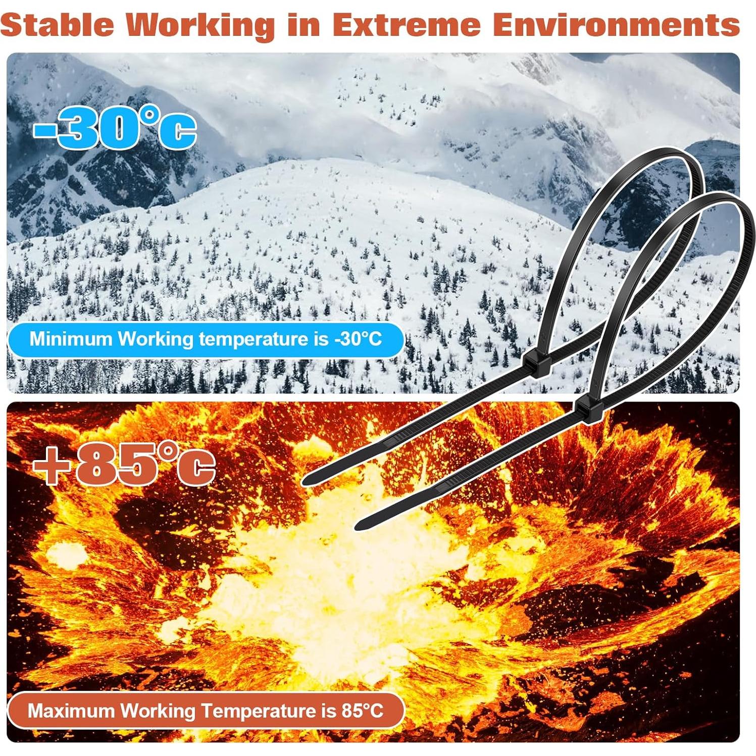 Bridas Negras de Nylon TINNIVI 1000 PCS 10" 20.41 kg