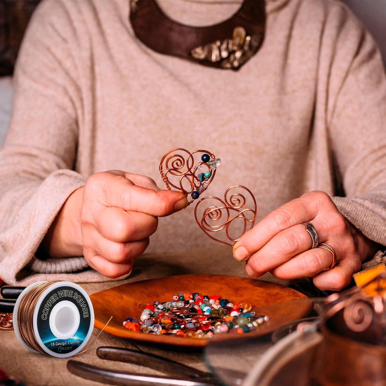 Alambre de Cobre Cuadrado 18 AWG 1.0x1.0mm 9.14m para Joyería