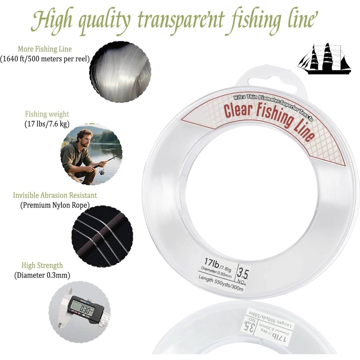 Hilo de Pesca Transparente IVICOO 500 m Nylon 0.30 mm