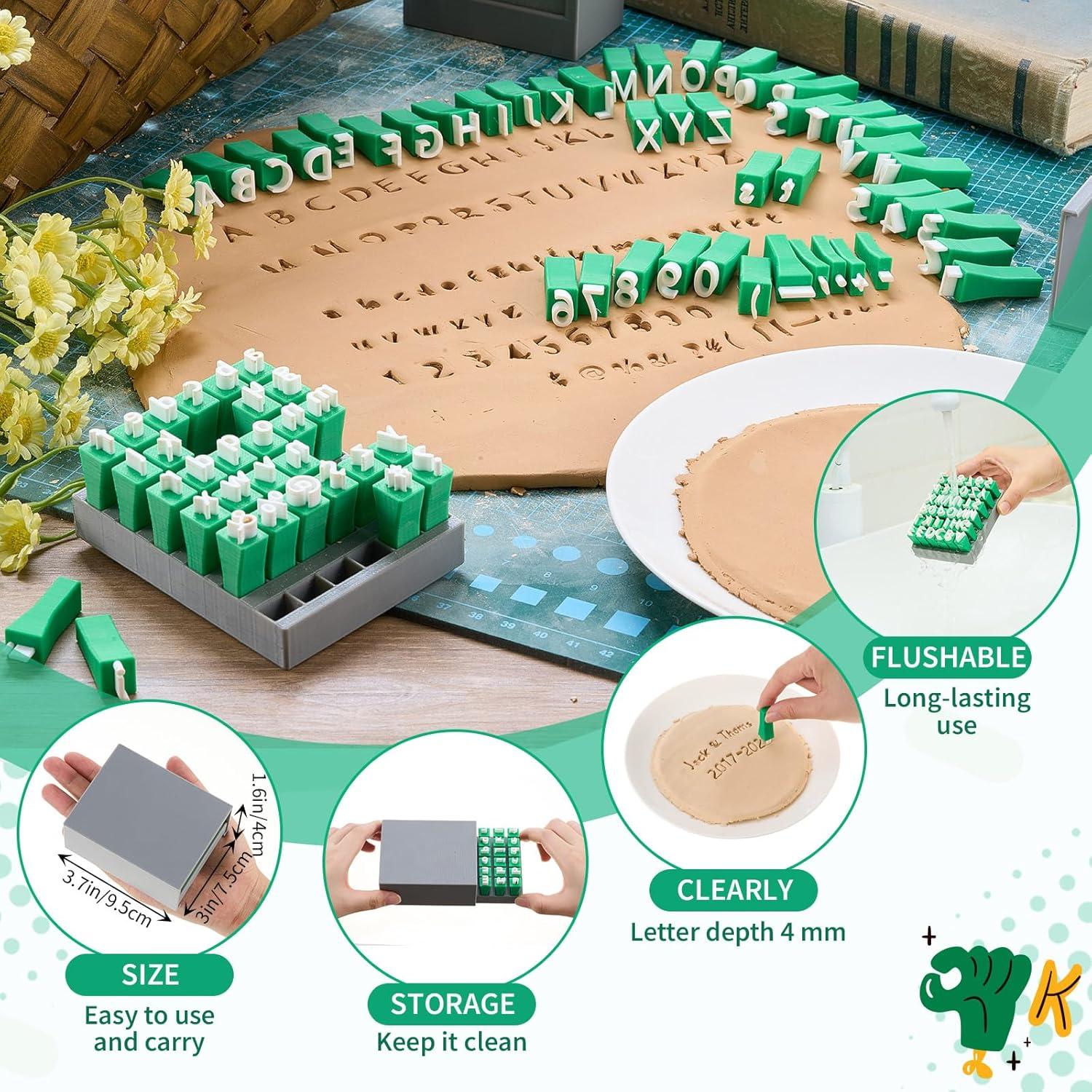 Conjunto de Sellos de Letras AceOrbit 72 Piezas para Arcilla 12.7mm