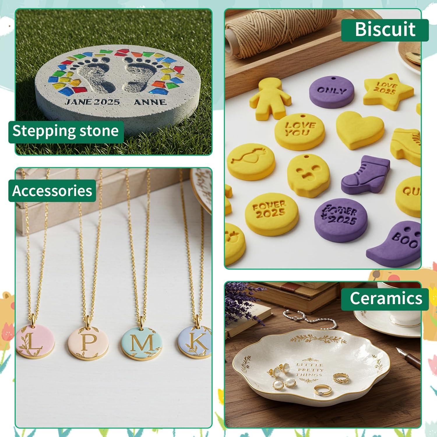 Conjunto de Sellos de Letras AceOrbit 72 Piezas para Arcilla 12.7mm