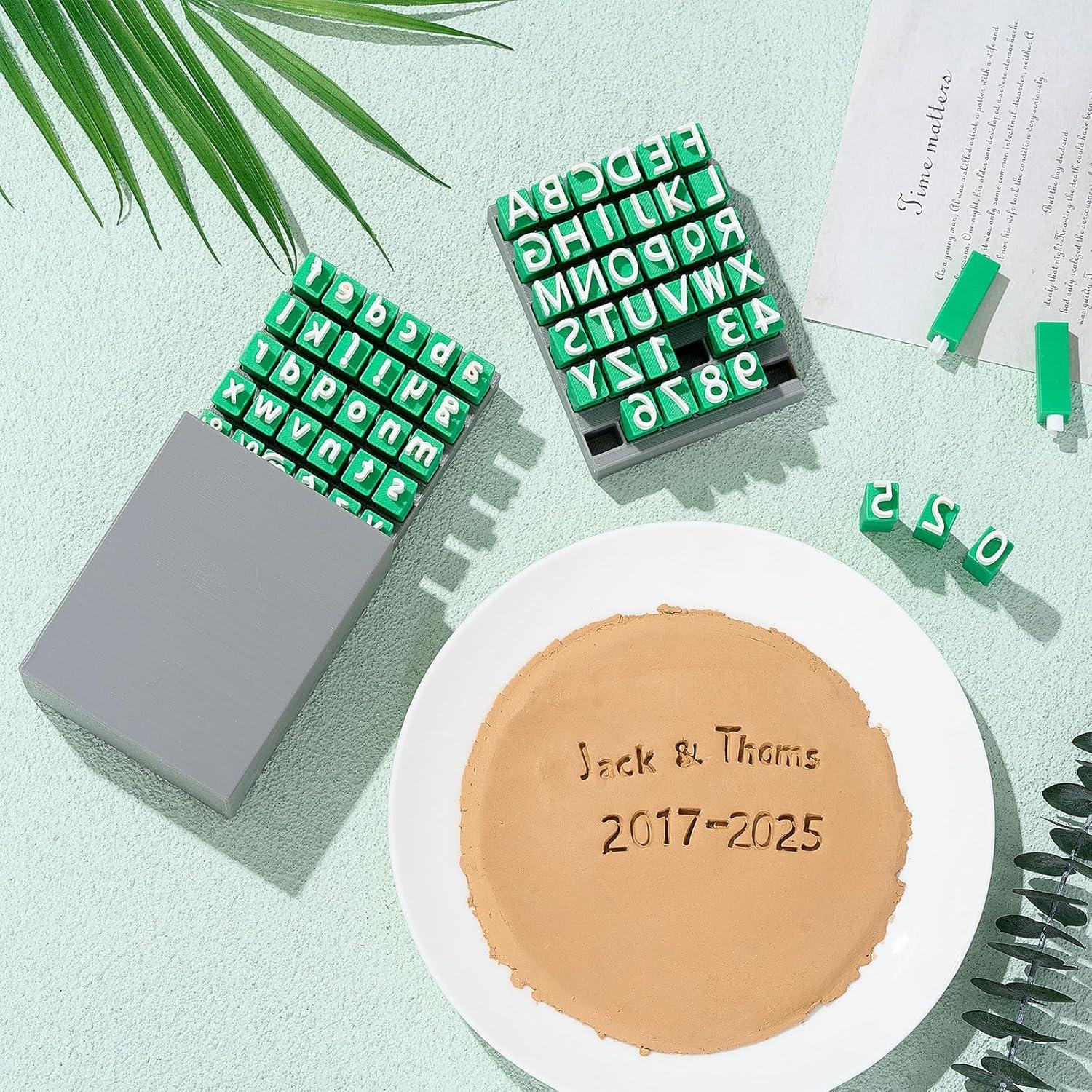 Conjunto de Sellos de Letras AceOrbit 72 Piezas para Arcilla 12.7mm