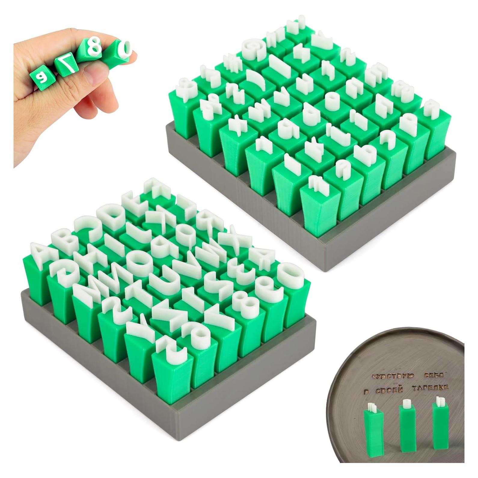 Juego de Sellos de Letras y Números Denwwico 74PCS para Arcilla