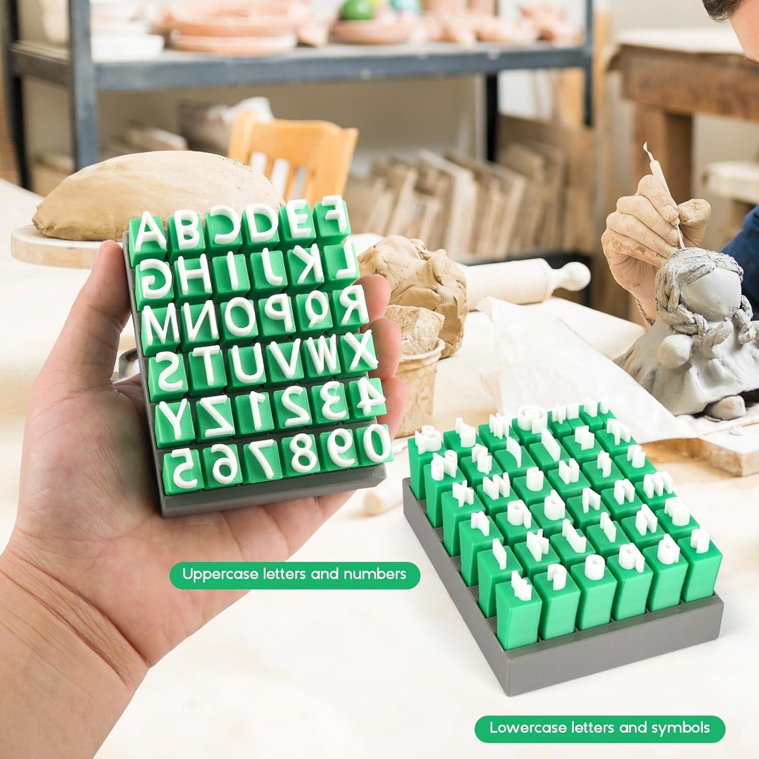 Juego de Sellos de Letras y Números Denwwico 74PCS para Arcilla