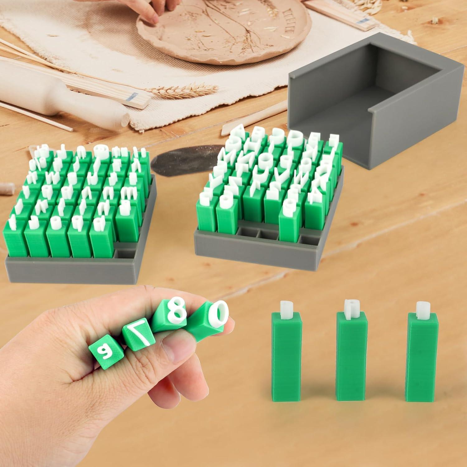 Juego de Sellos de Letras y Números Denwwico 74PCS para Arcilla