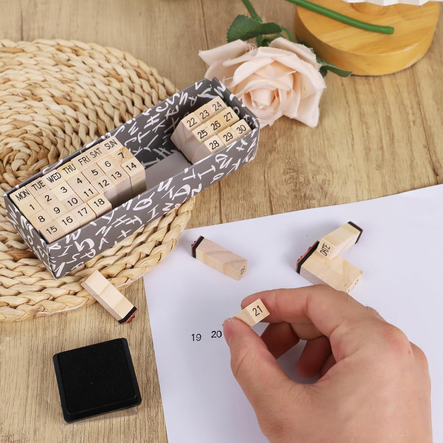 Juego de Sellos Alfabéticos Koqye - 40 Piezas de Madera