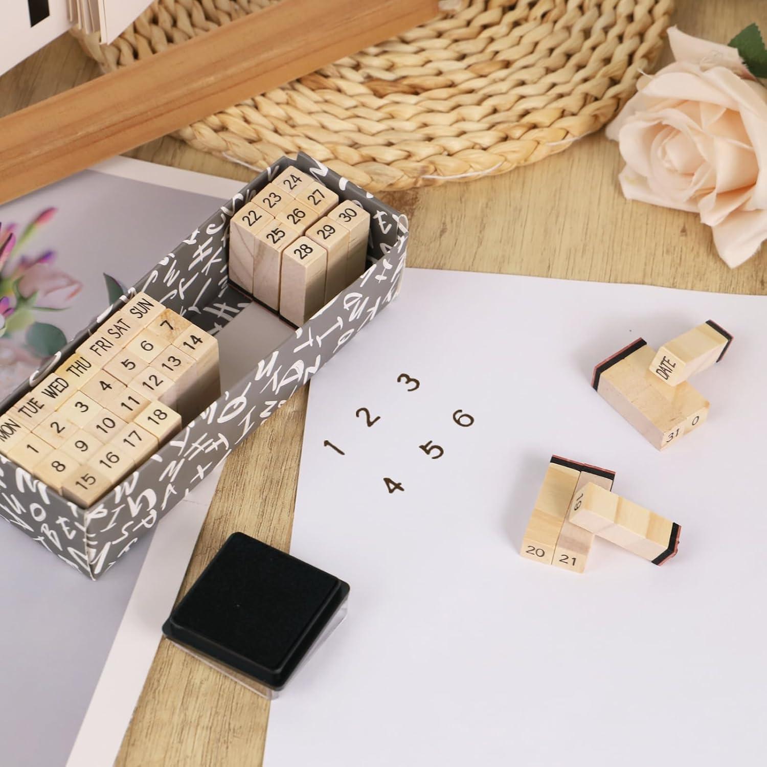 Juego de Sellos Alfabéticos Koqye - 40 Piezas de Madera