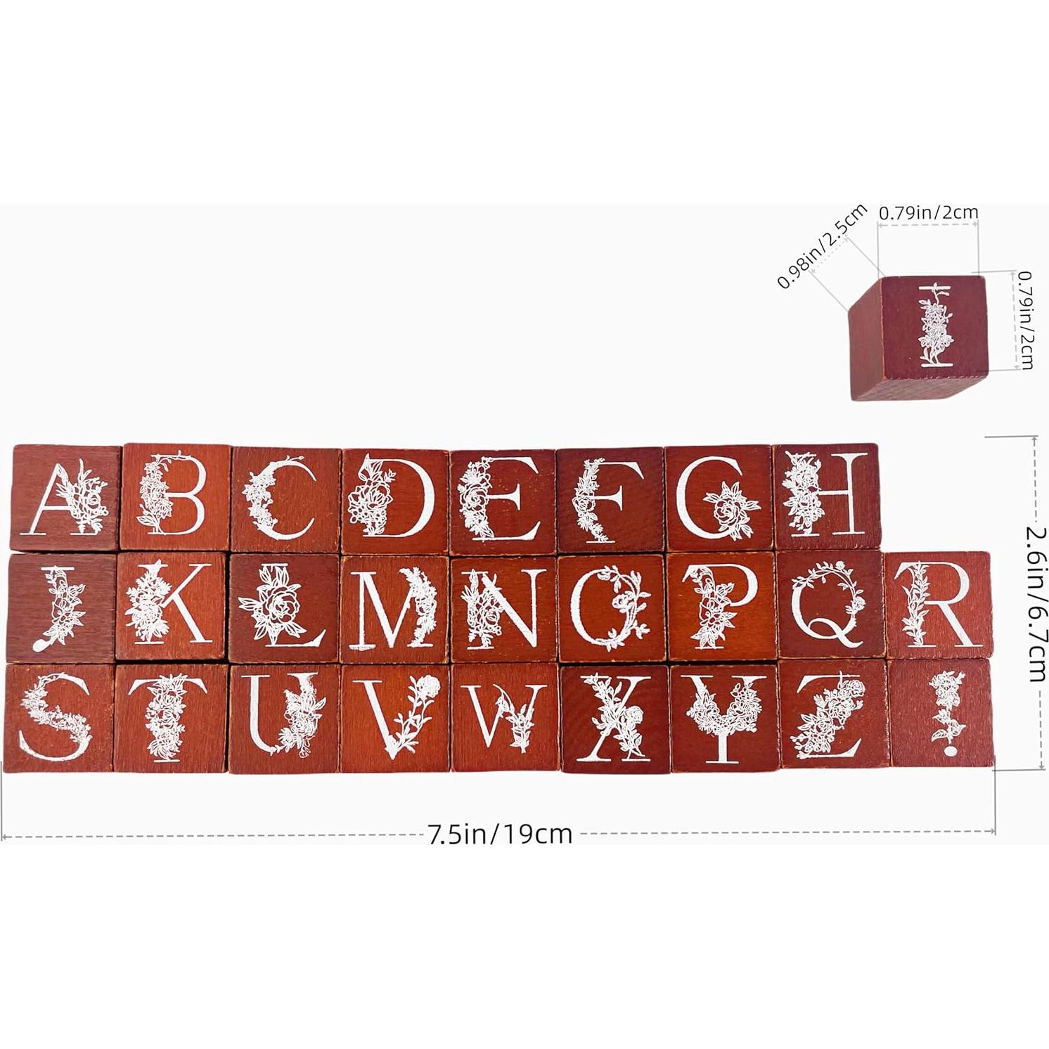 Conjunto de Sellos de Goma de Madera LuckComing A-Z Floral