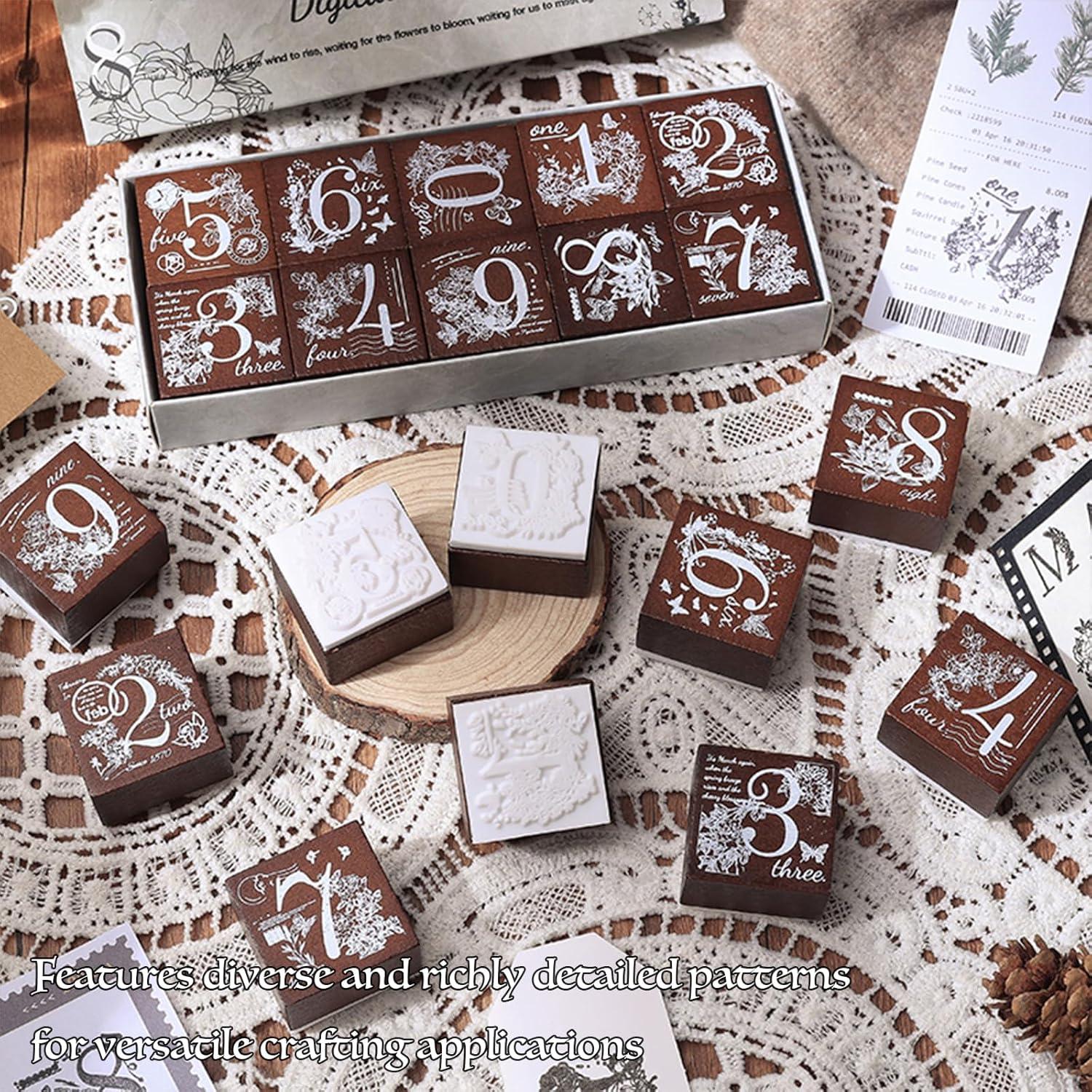 Juego de Sellos de Madera SIBLYMONA - 8 Piezas Fases Lunares