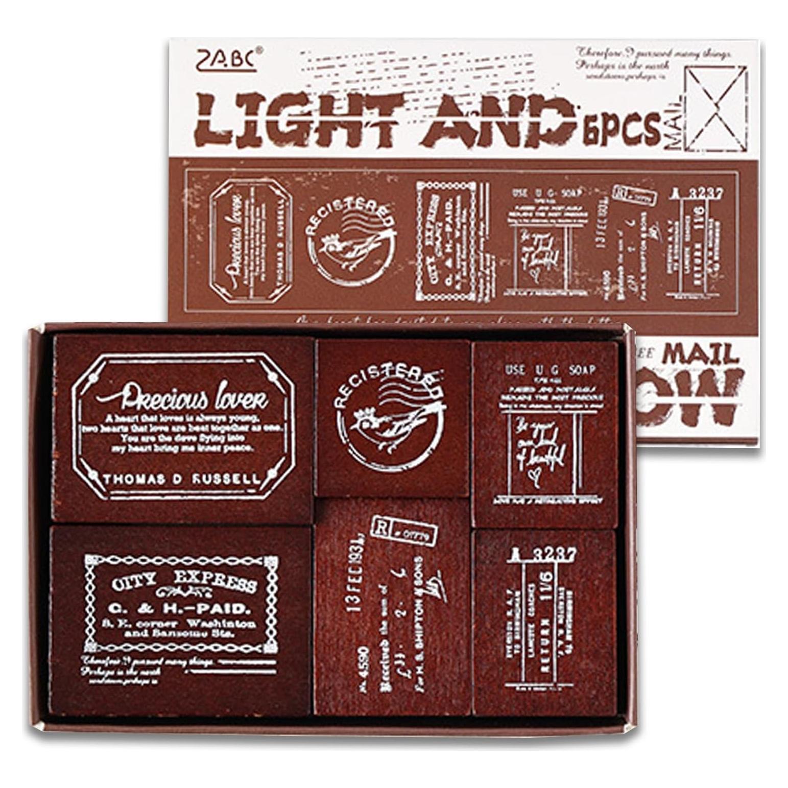 Set de 6 Sellos de Madera y Goma SIBLYMONA para Manualidades