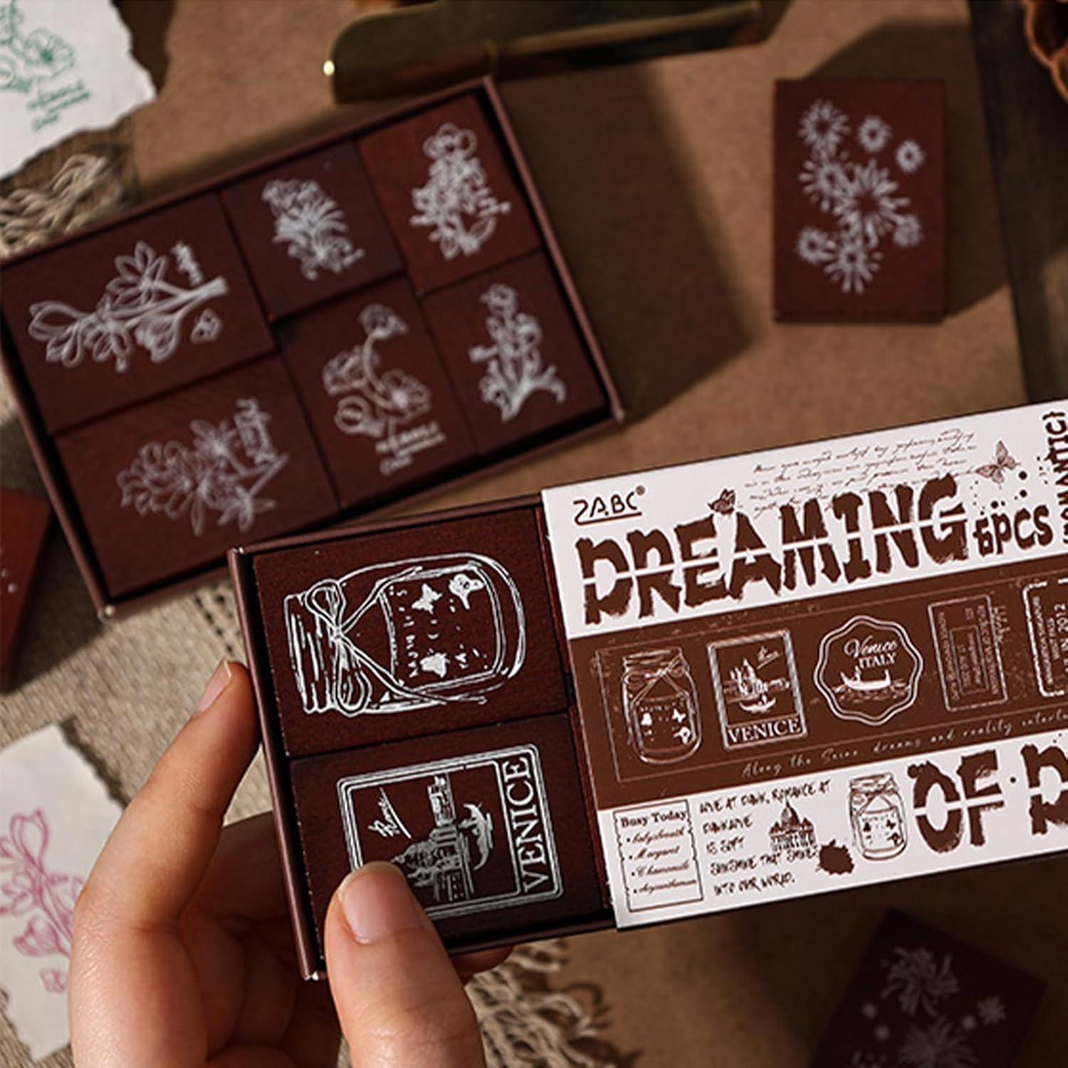 Set de 6 Sellos de Madera y Goma SIBLYMONA para Manualidades