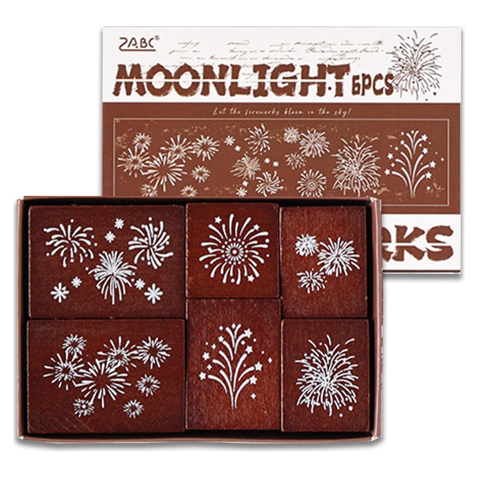 Set de 6 Sellos de Madera y Goma SIBLYMONA para Manualidades