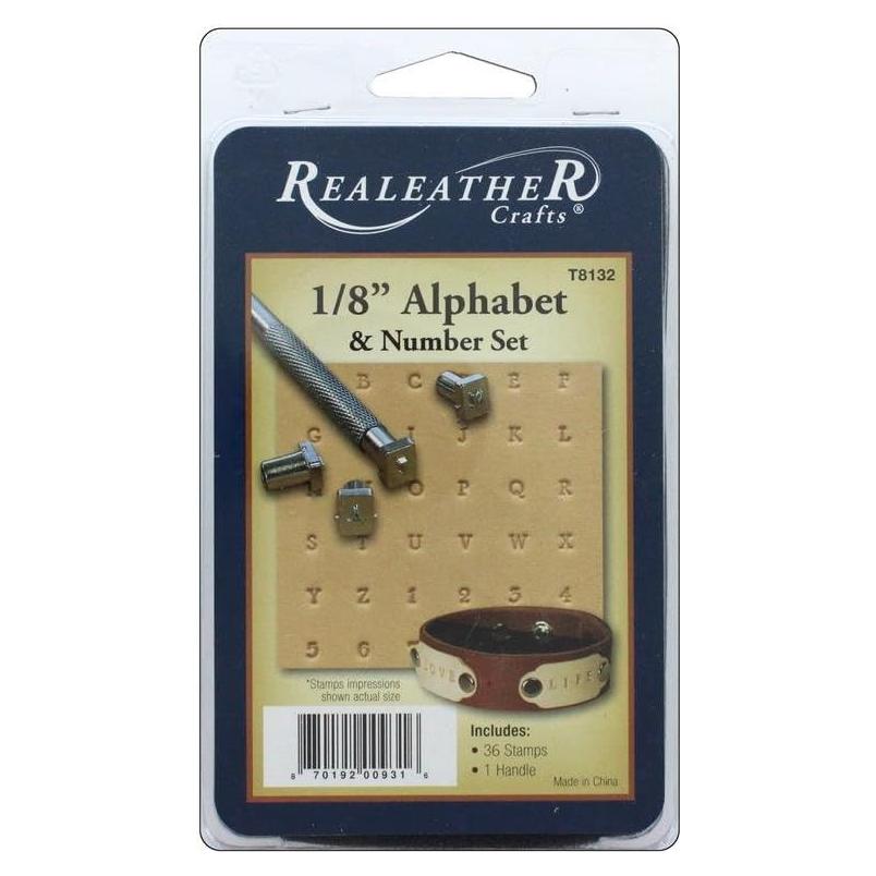 Juego de Sellos de Alfabeto y Números Realeather T8132 0.32 cm