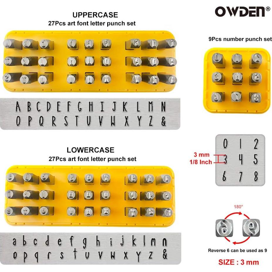 Conjunto de Sellos de Metal OWDEN para Joyería 27 Letras 3mm