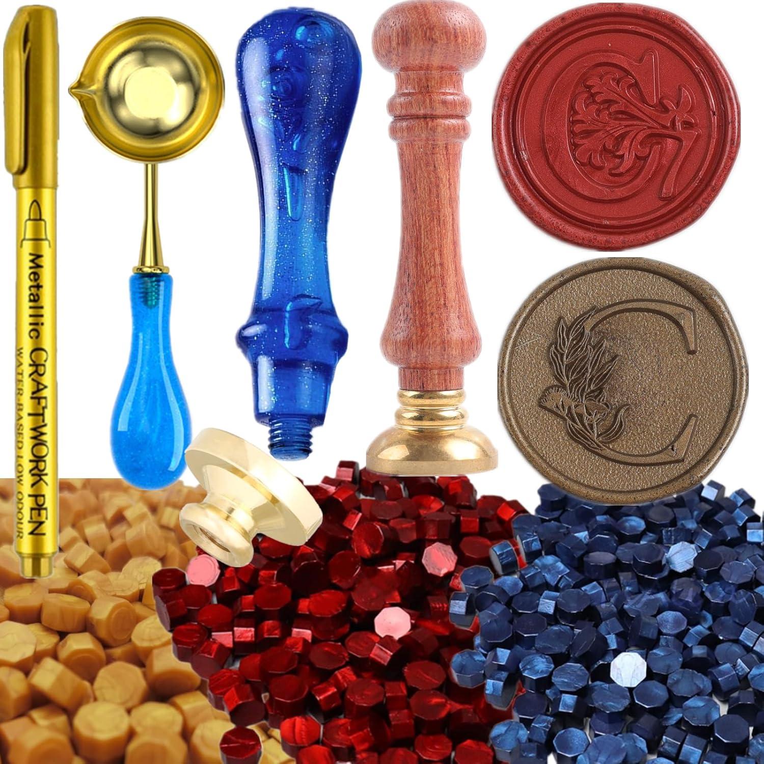 Kit de Sello de Cera ONWPR con 300 Perlas y Pluma Dorada