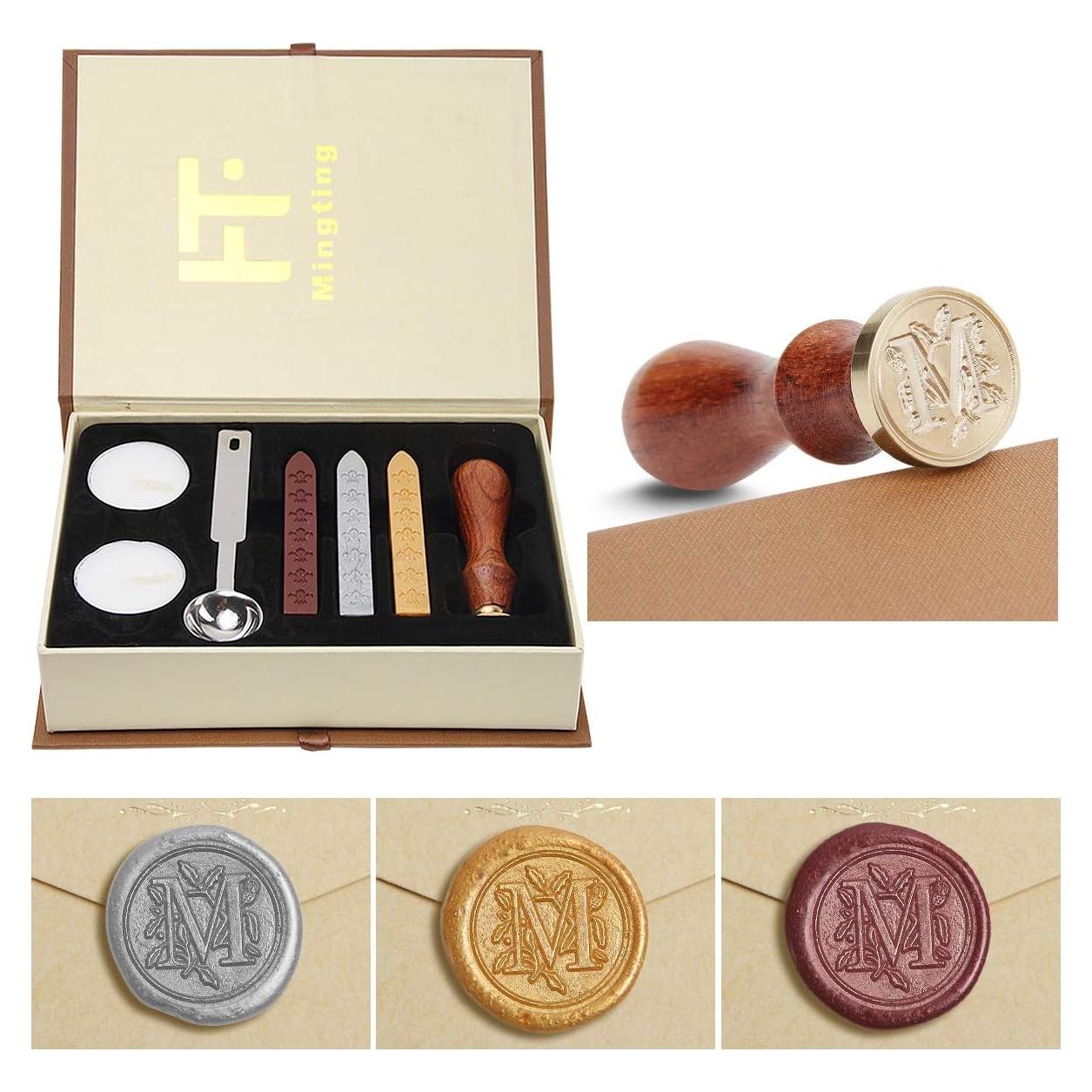 Kit de Sello de Cera Mingting con Mango de Madera y 3 Ceritas