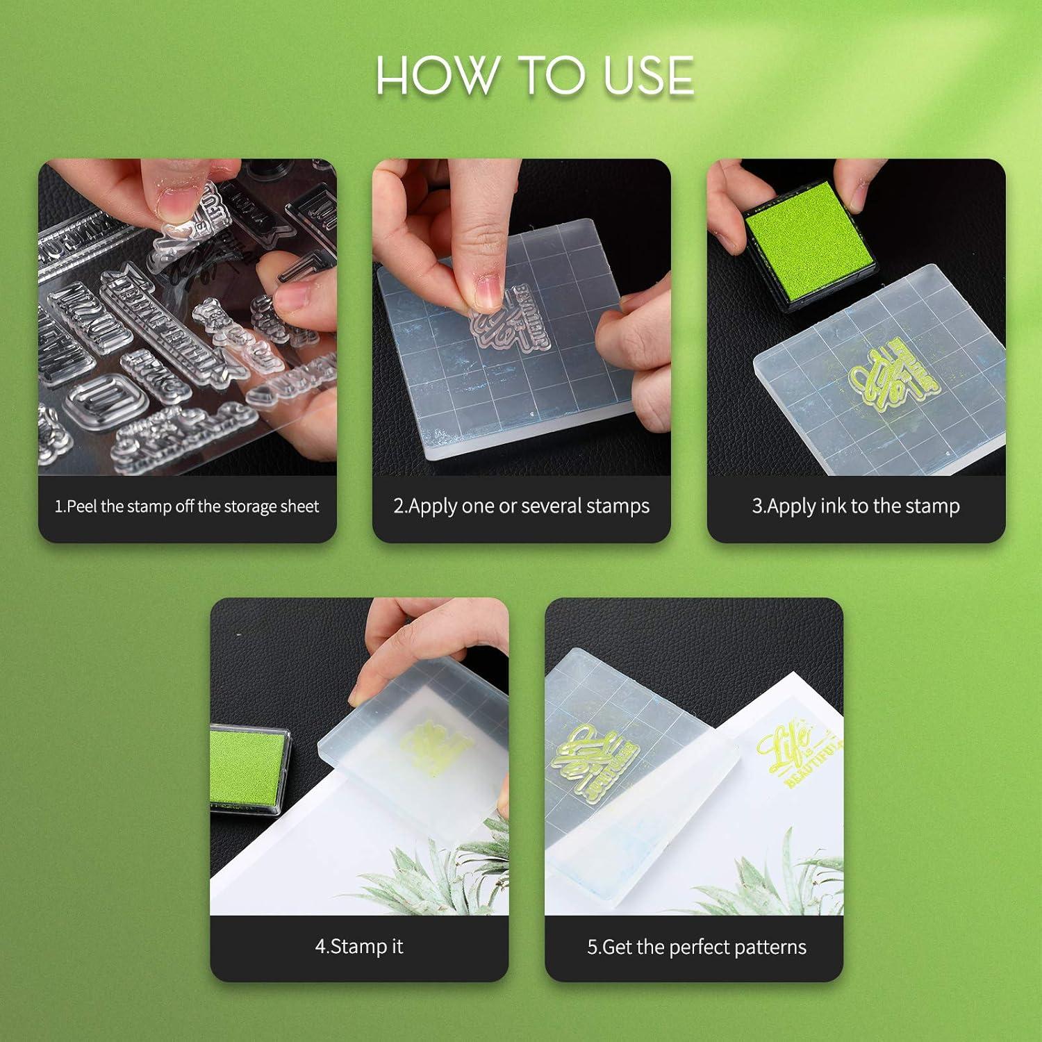 Zonon Kit de 22 Piezas de Sellos Acrílicos y Tinta para Manualidades