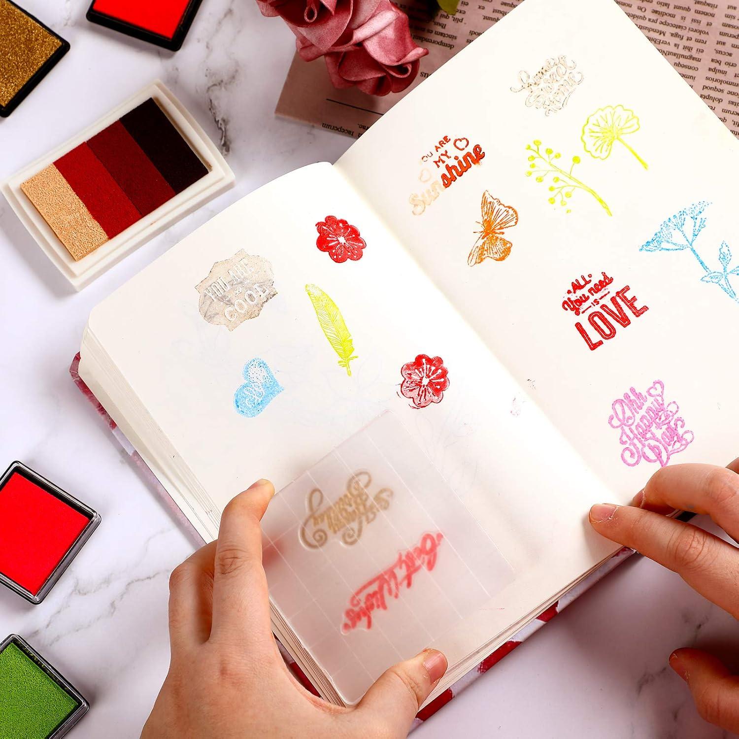 Zonon Kit de 22 Piezas de Sellos Acrílicos y Tinta para Manualidades