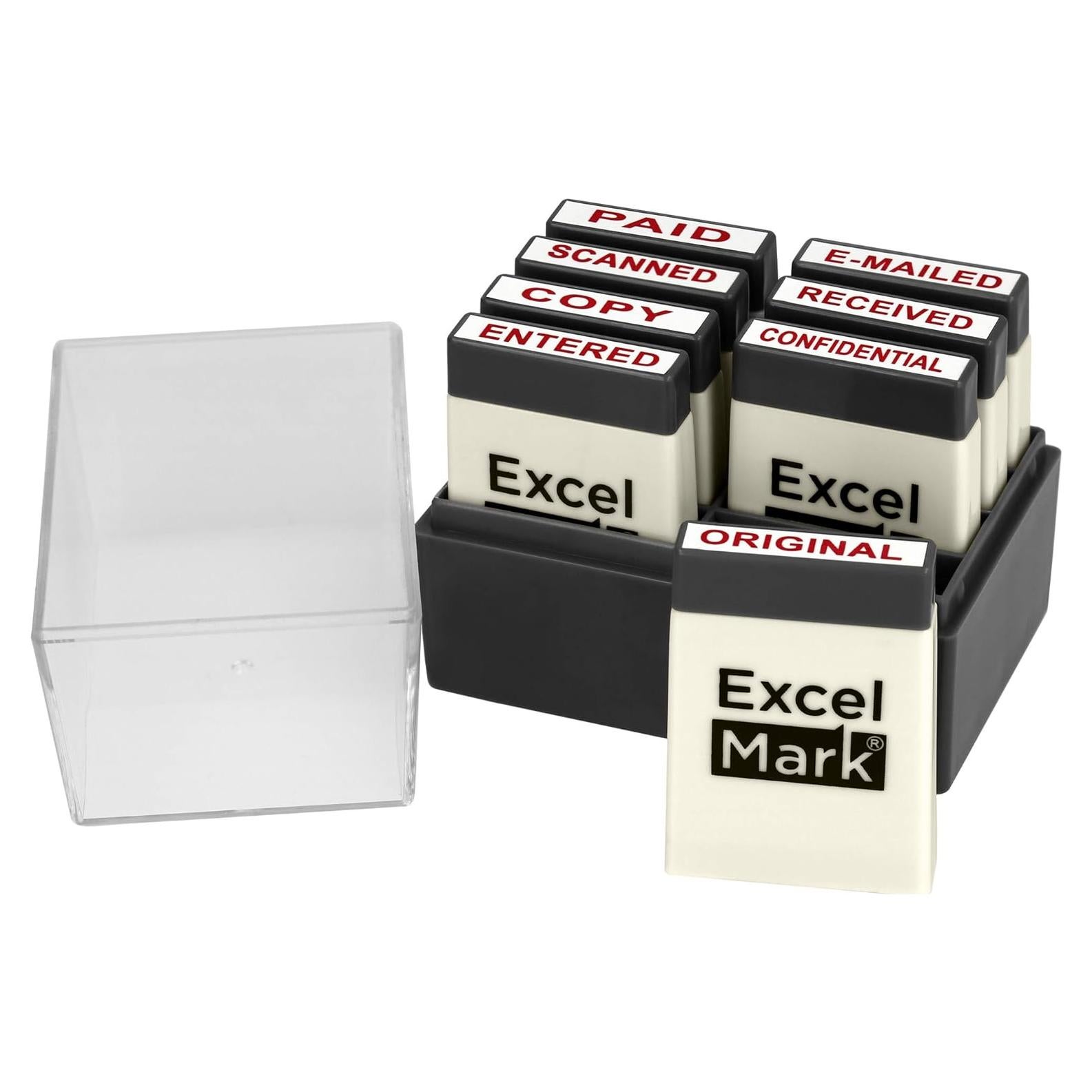 Conjunto de Sellos de Goma ExcelMark - 8 Piezas Tinta Roja