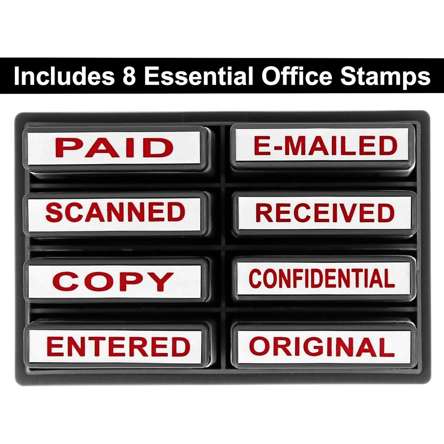 Conjunto de Sellos de Goma ExcelMark - 8 Piezas Tinta Roja