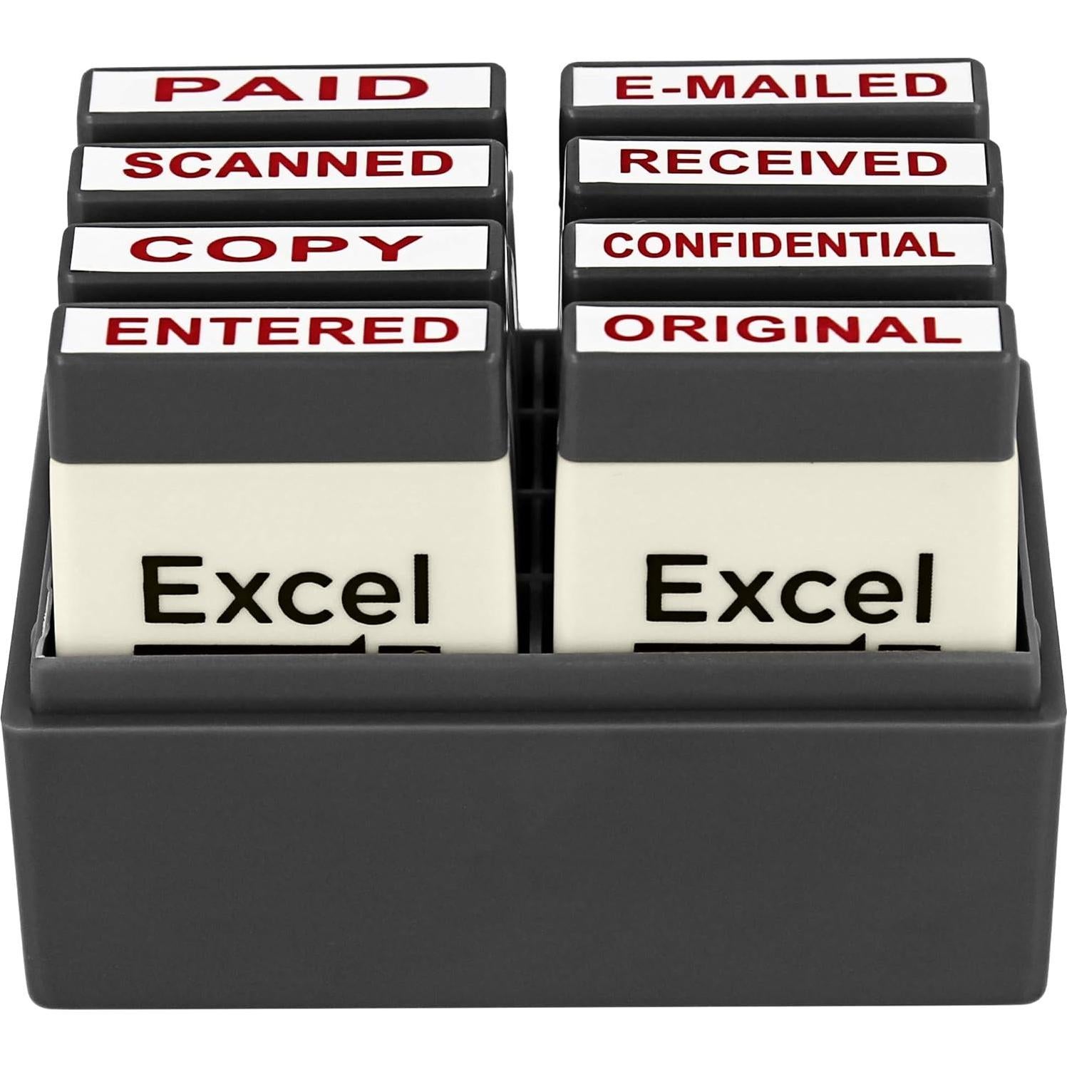 Conjunto de Sellos de Goma ExcelMark - 8 Piezas Tinta Roja