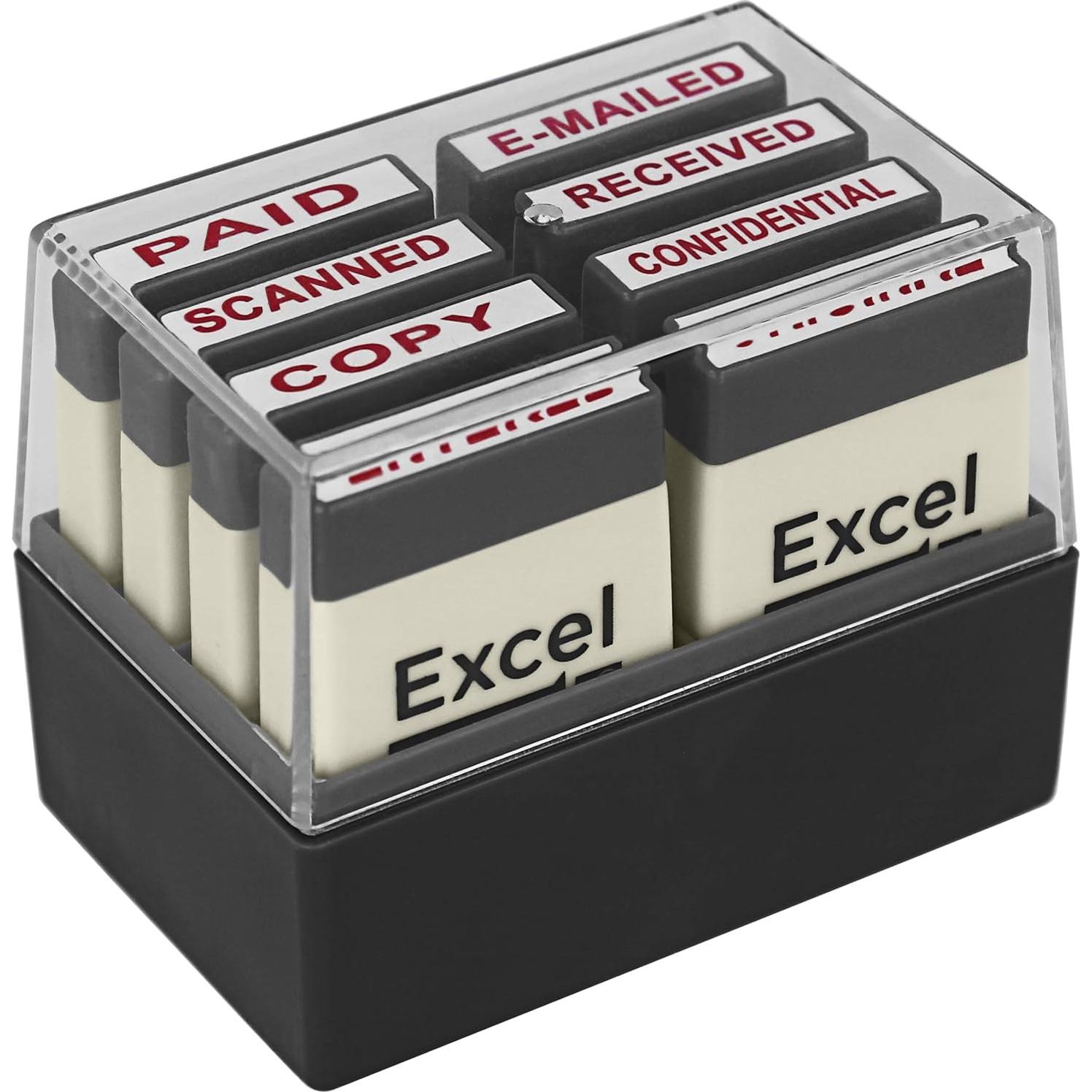 Conjunto de Sellos de Goma ExcelMark - 8 Piezas Tinta Roja