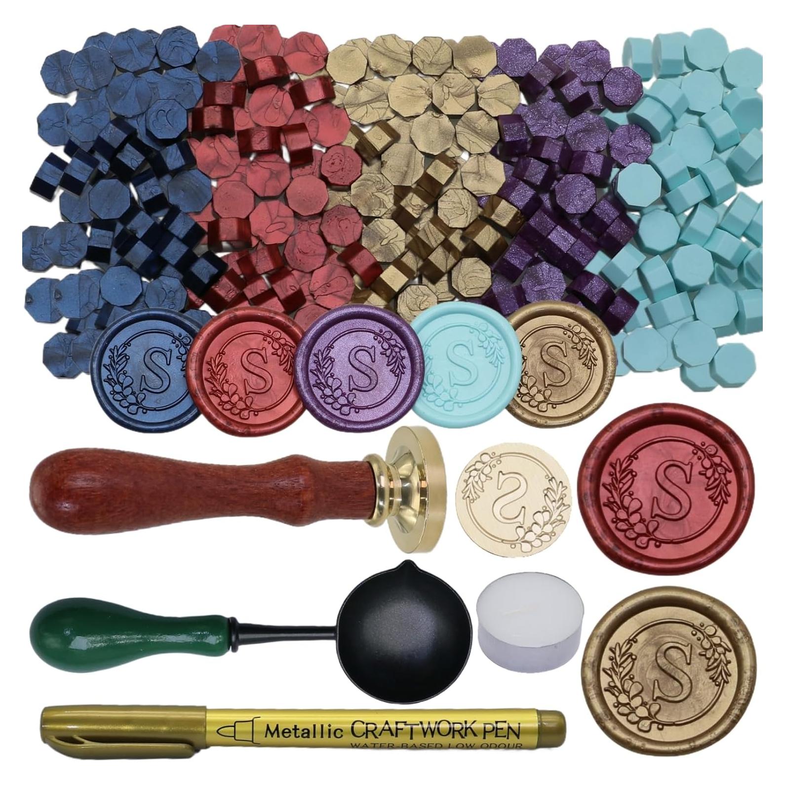 Kit de Sello de Cera ONWINPOR con Letra Inicial M y 150 Perlas