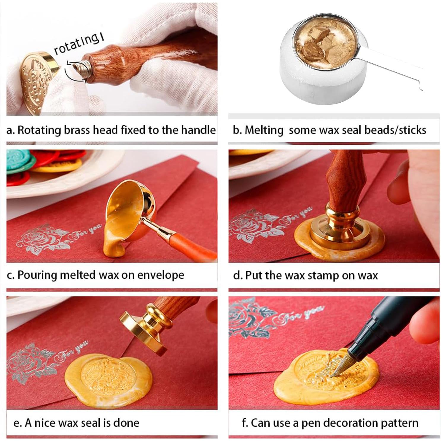 Kit de Sello de Cera Inicial S STAMPMASTER con 120 Perlas Doradas