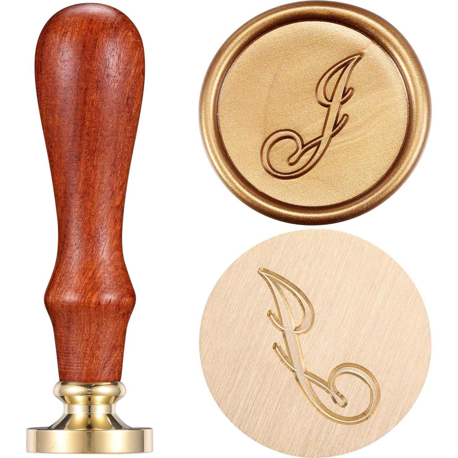 Kit de Sello de Cera Yoption Inicial J con 120 Perlas Doradas