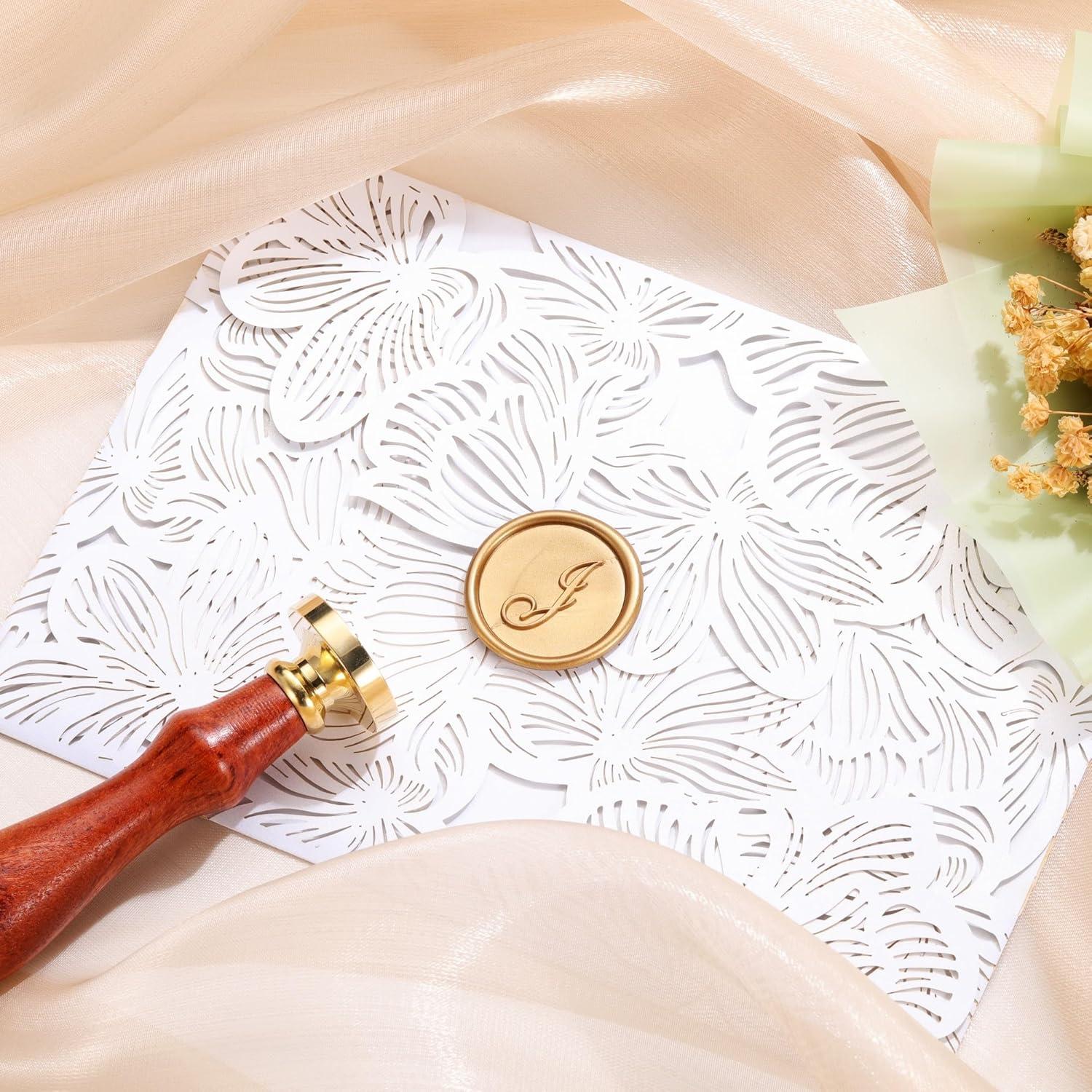 Kit de Sello de Cera Yoption Inicial J con 120 Perlas Doradas